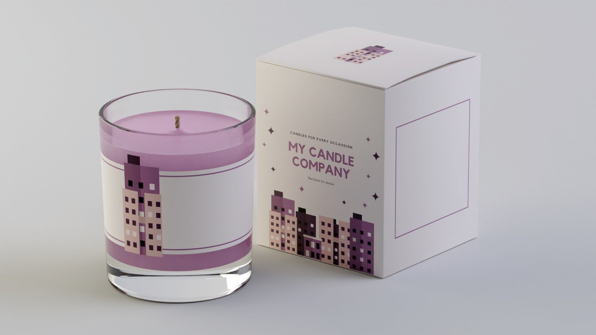 Candle in Glass with Box - Unwrapped Label Templates Included 3D model_1