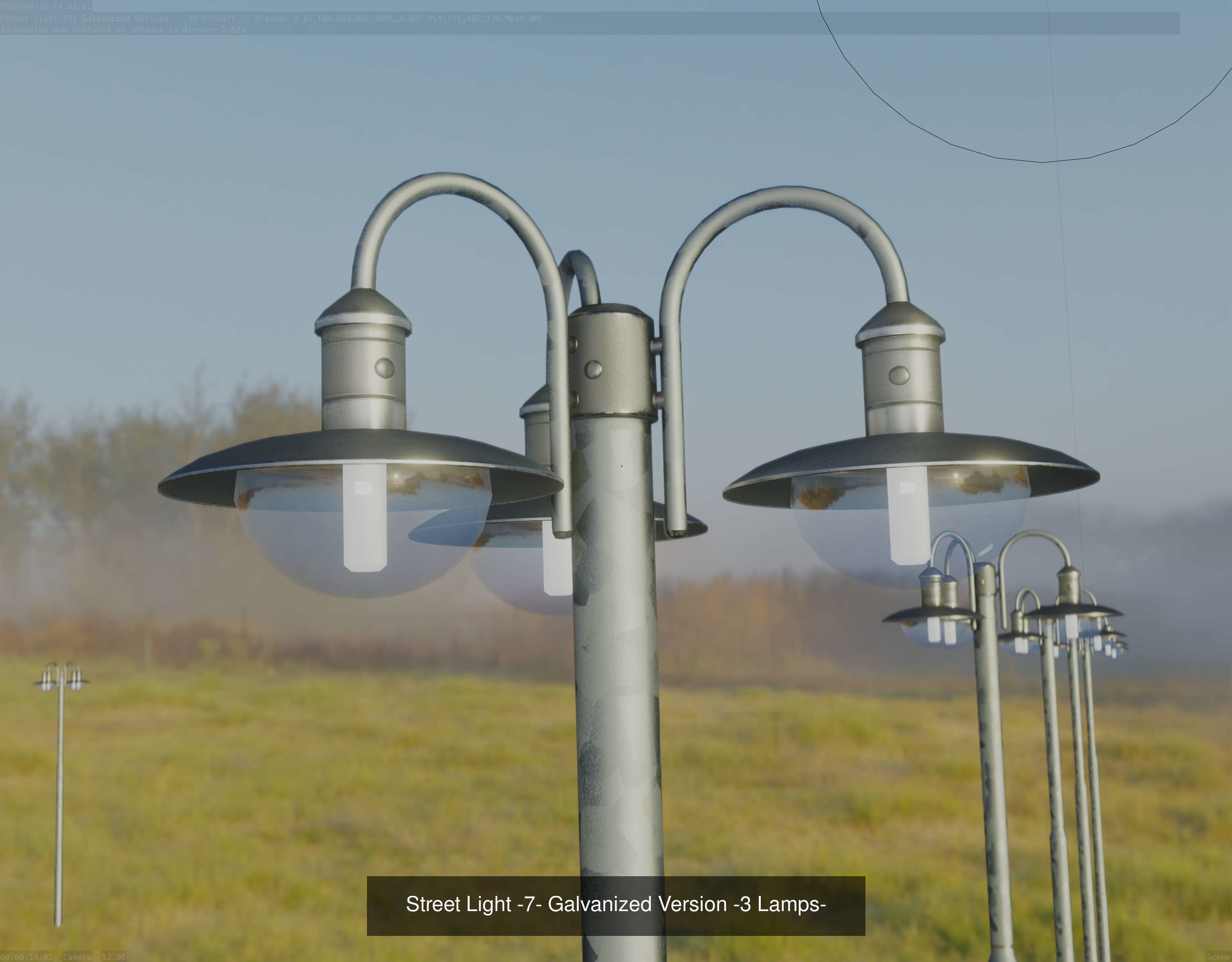 Street Light -7- Galvanized Version 3D Model Collection_6