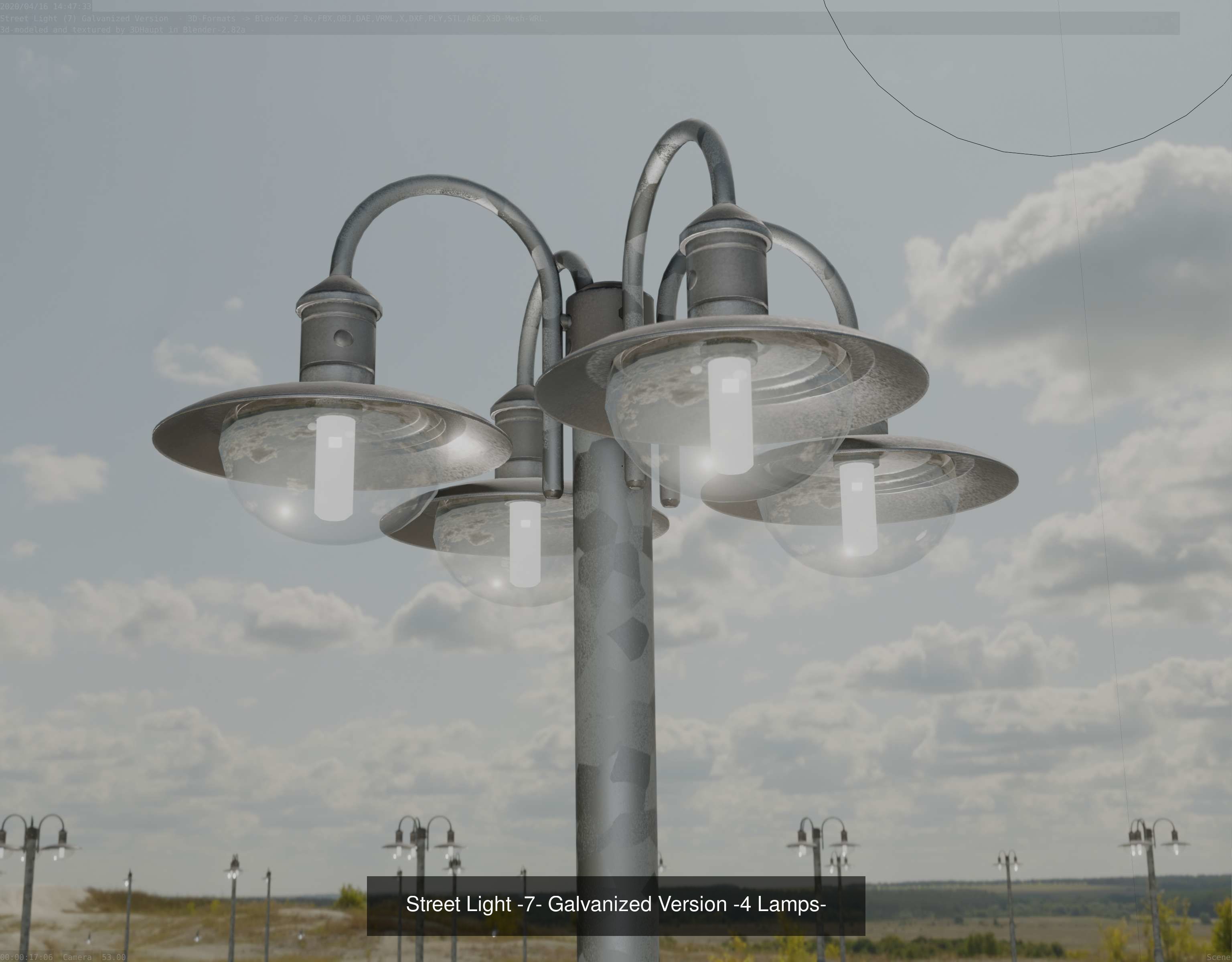 Street Light -7- Galvanized Version 3D Model Collection_8