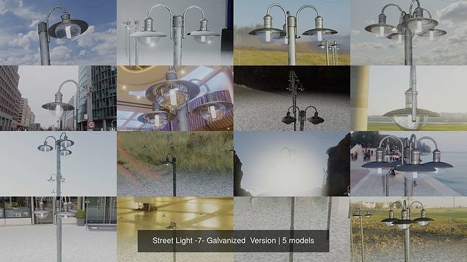 Street Light -7- Galvanized  Version 3D Model Collection