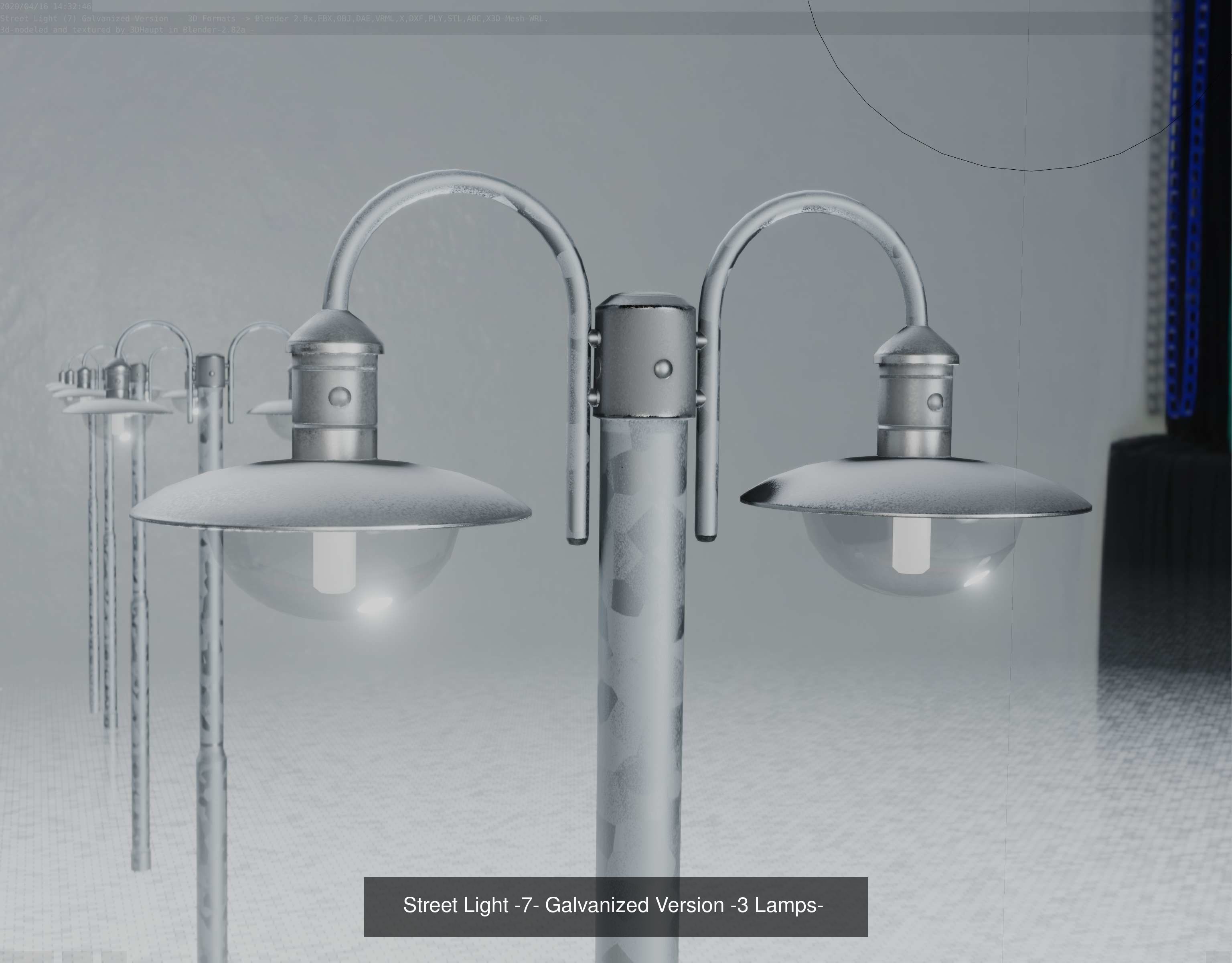 Street Light -7- Galvanized Version 3D Model Collection_4