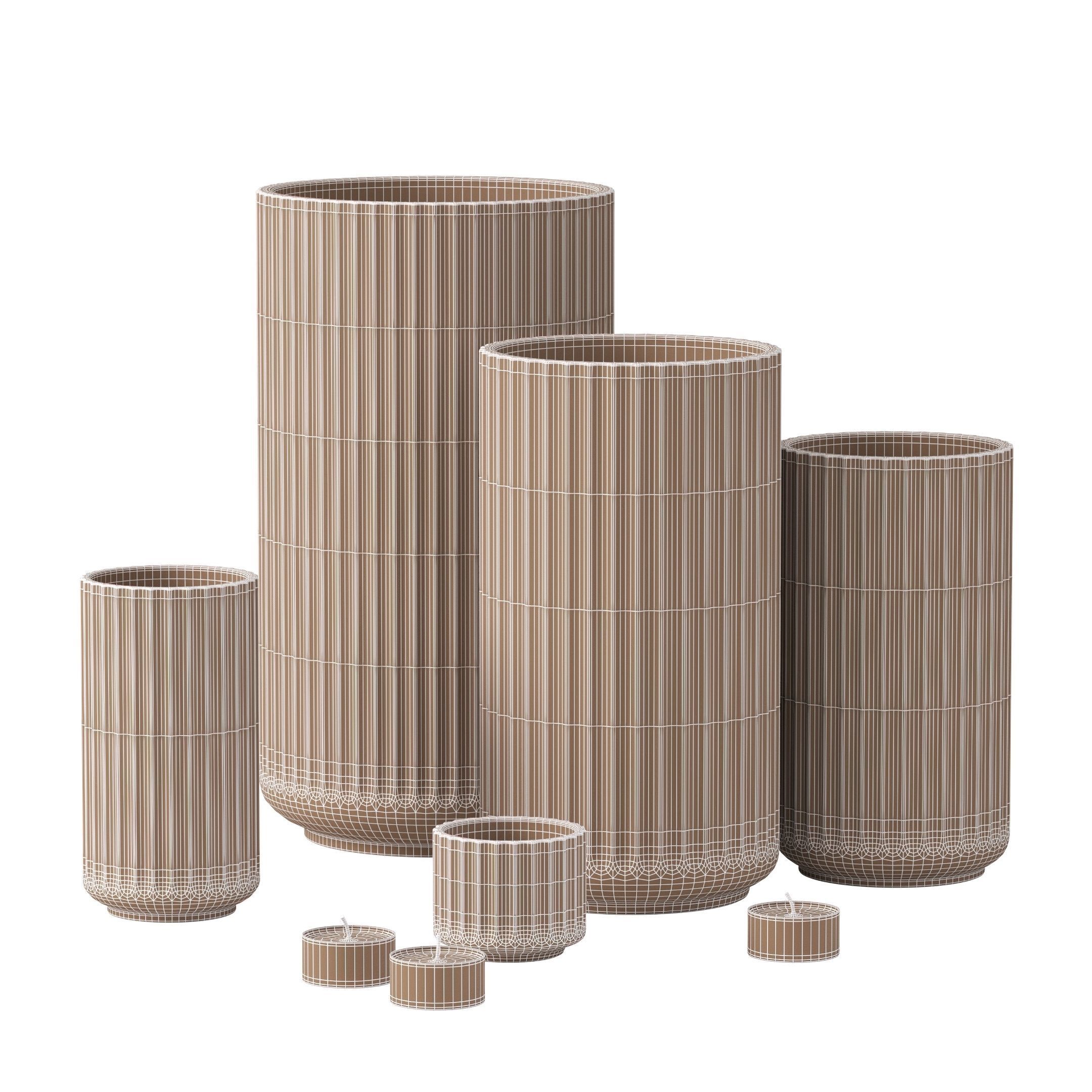 Vase Set 16 Low-poly 3D model_3