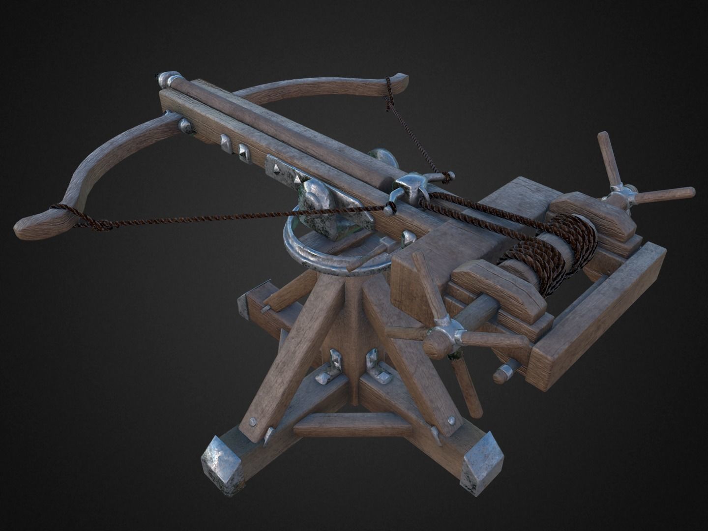 Ballista medieval crossbow Low-poly 3D model_2