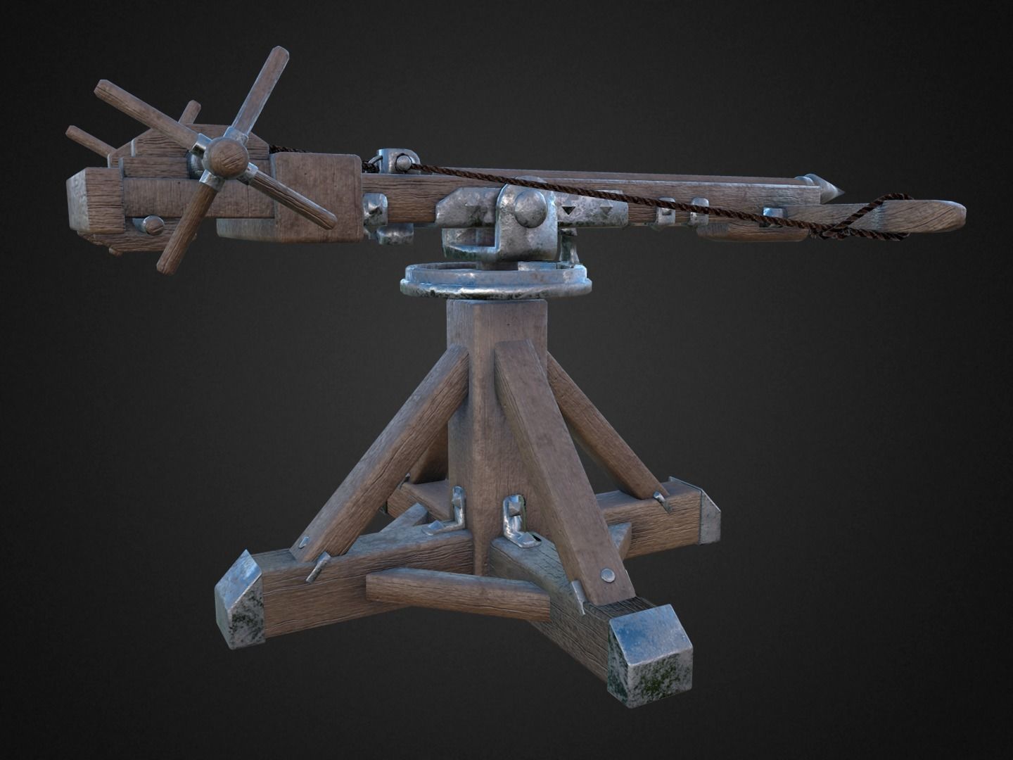 Ballista medieval crossbow Low-poly 3D model_5