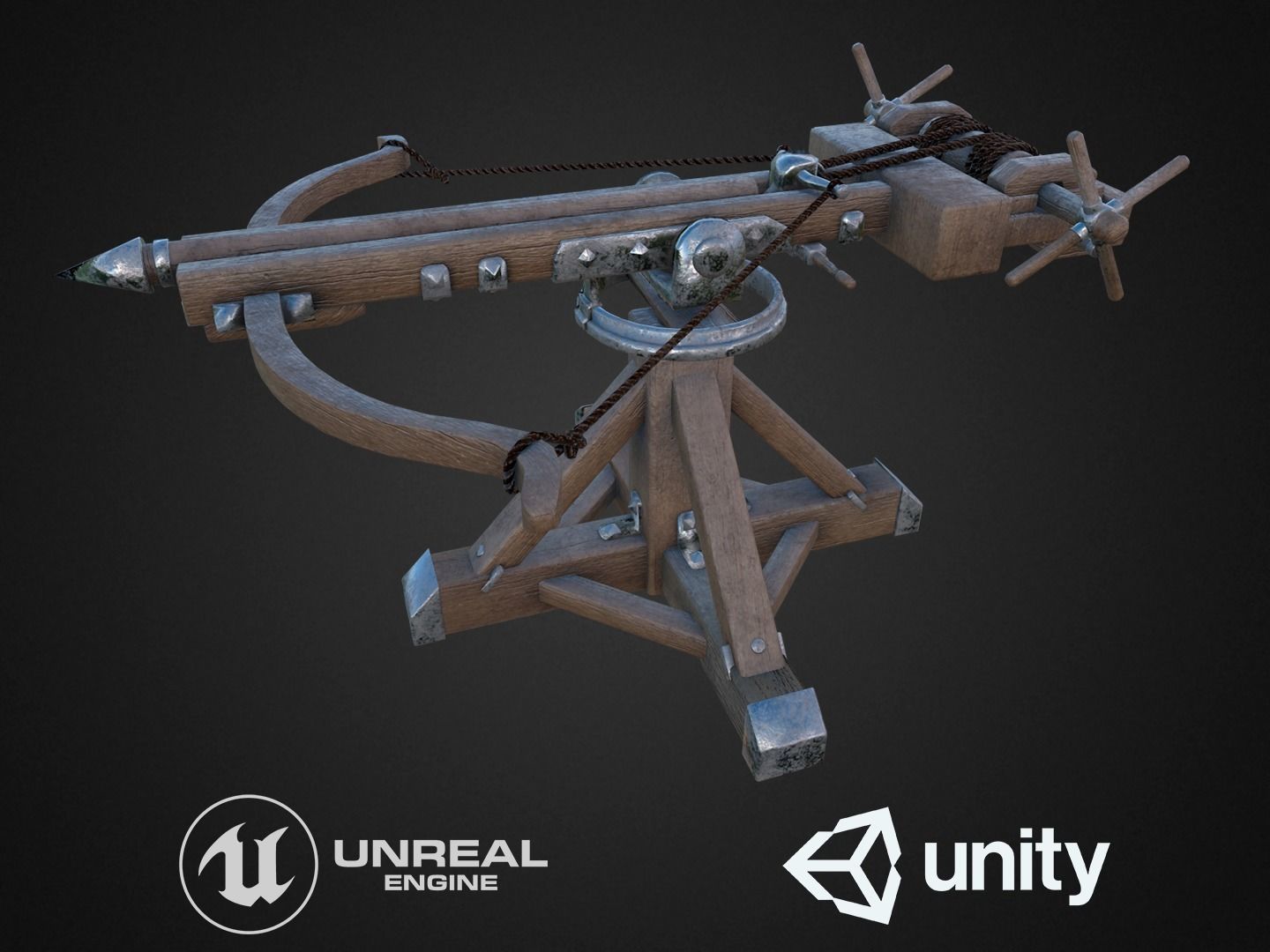 Ballista medieval crossbow Low-poly 3D model_1