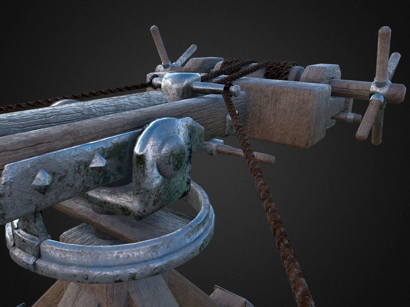 Ballista medieval crossbow Low-poly 3D model_6