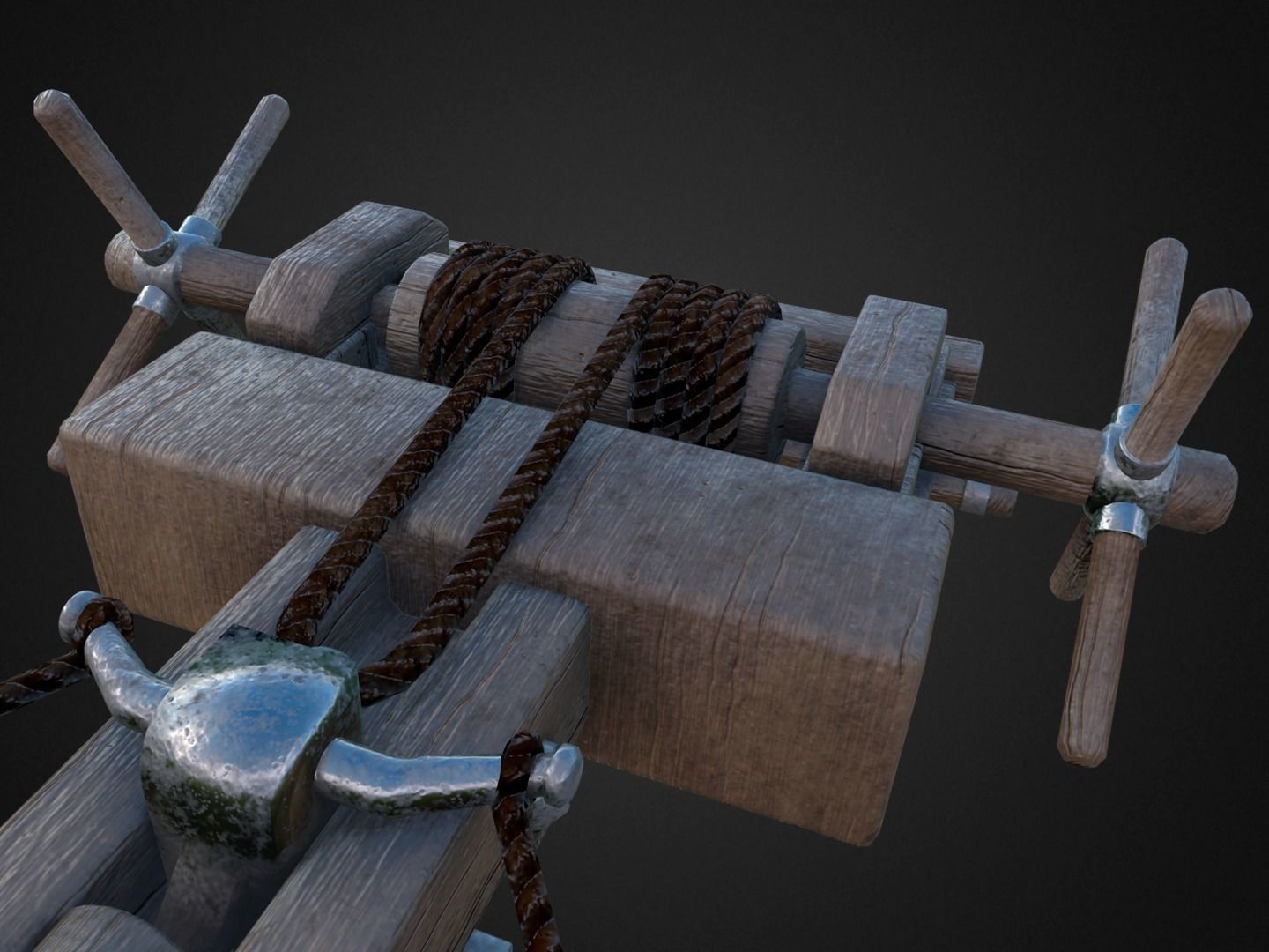 Ballista medieval crossbow Low-poly 3D model_7