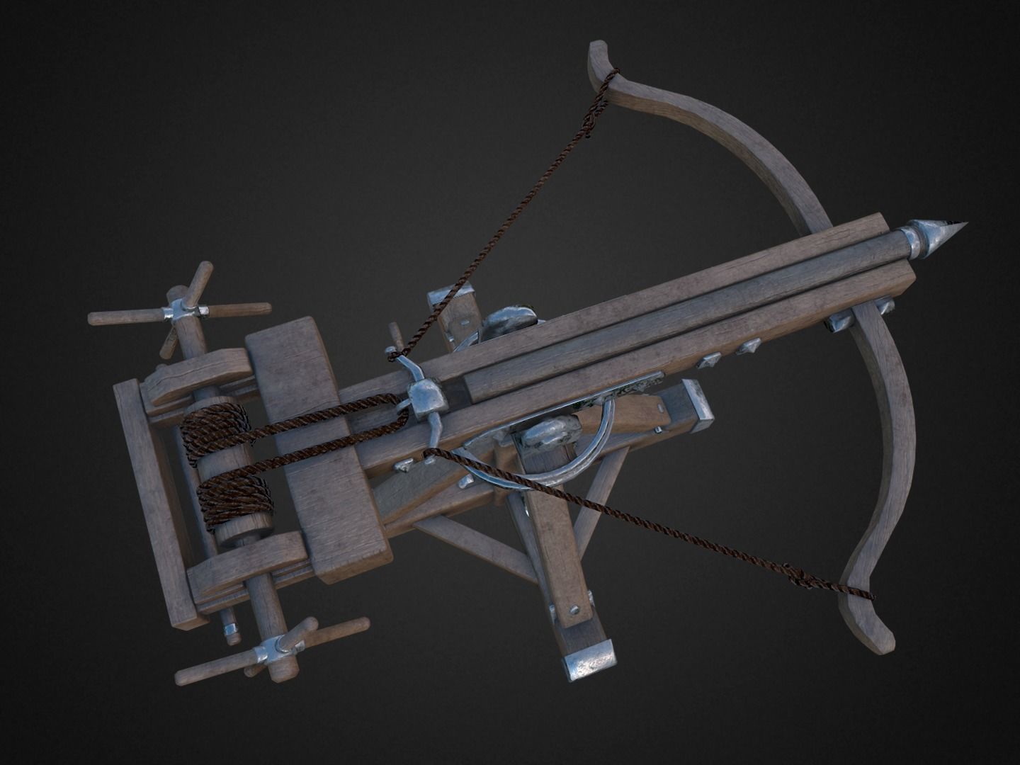 Ballista medieval crossbow Low-poly 3D model_8