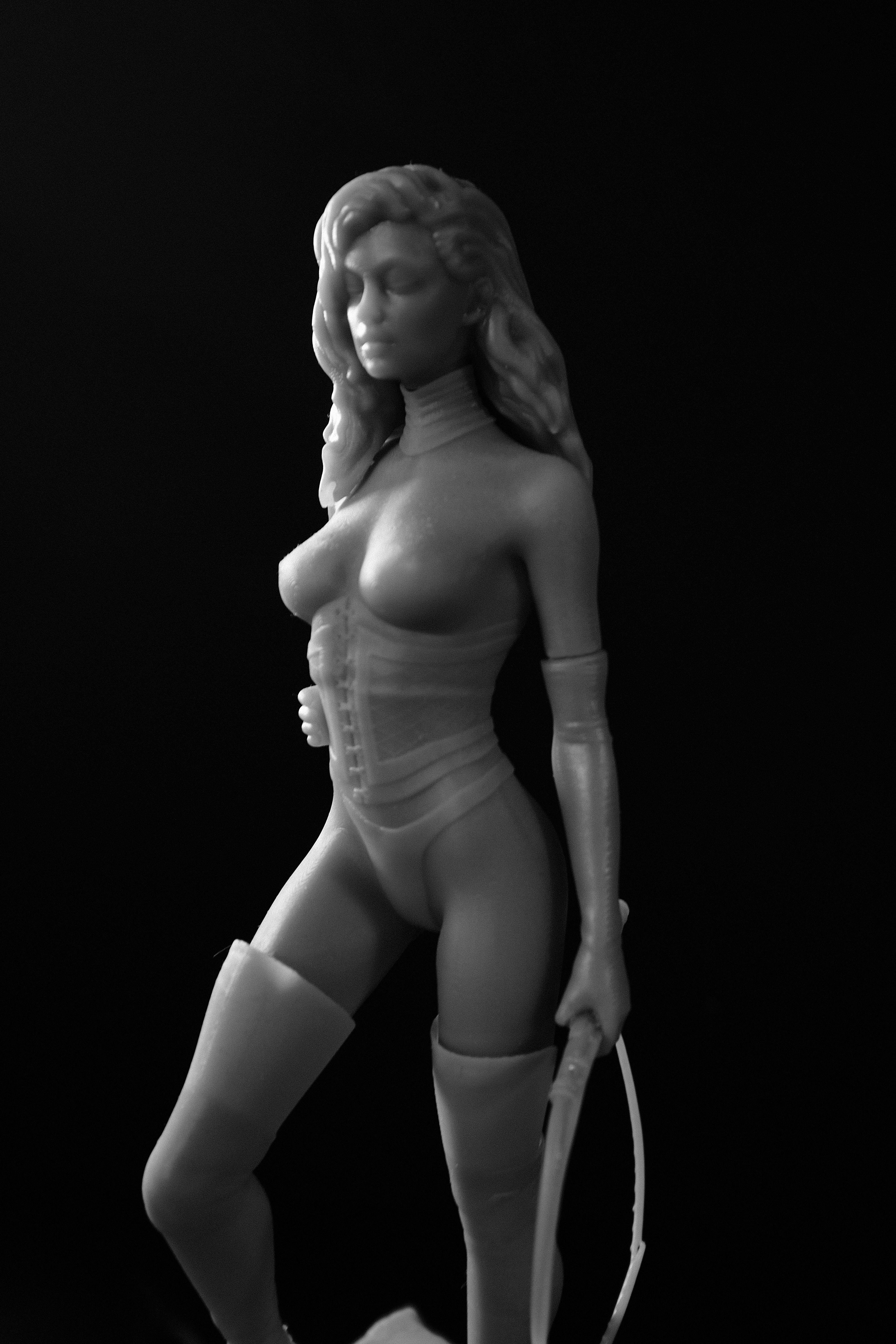 Woman with whip  3D print model_1