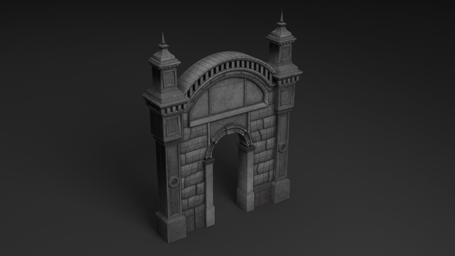 Medieval Gate Low-poly 3D model_1