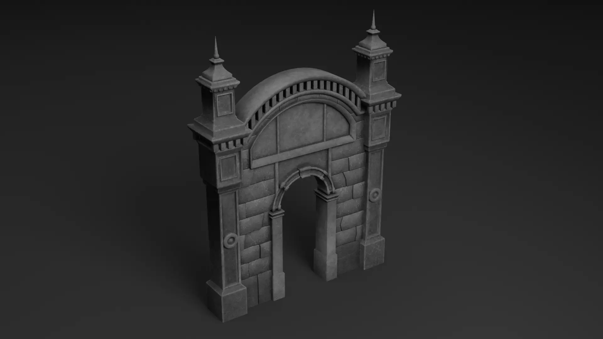 Medieval Gate Low-poly 3D model_0