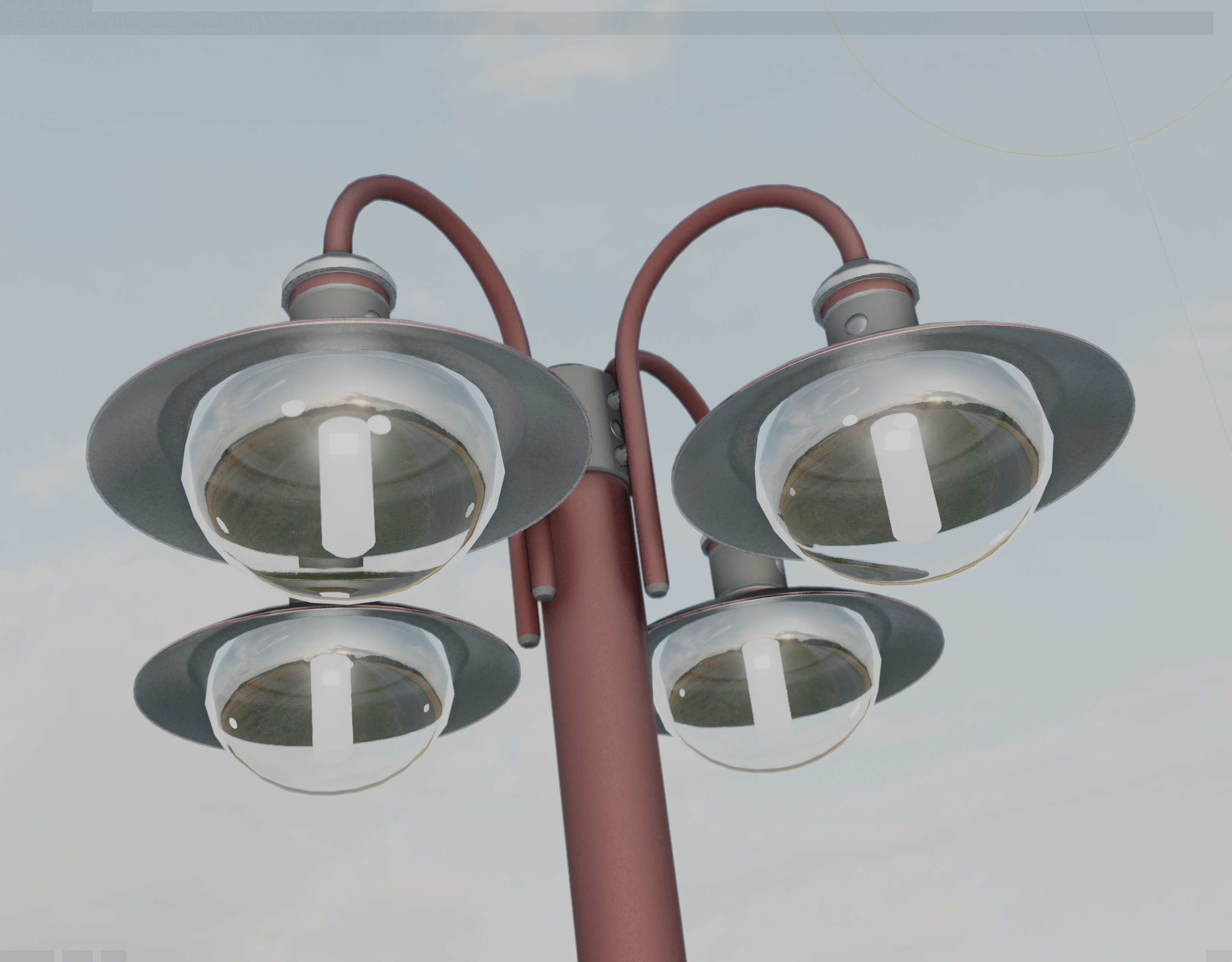 Street Light -7- Red  Version 3D Model Collection_54