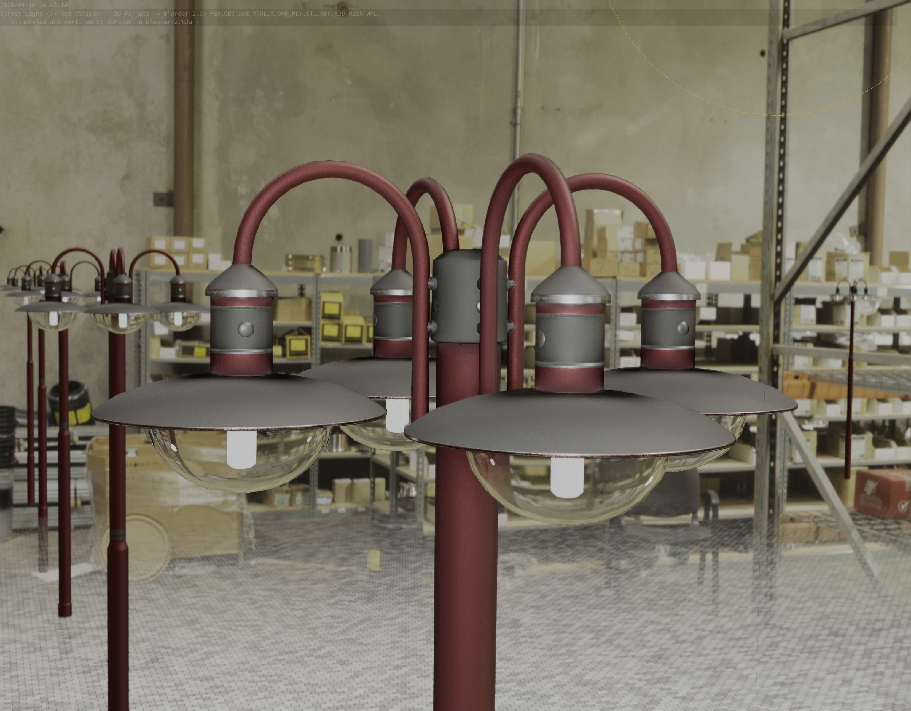 Street Light -7- Red  Version 3D Model Collection_56