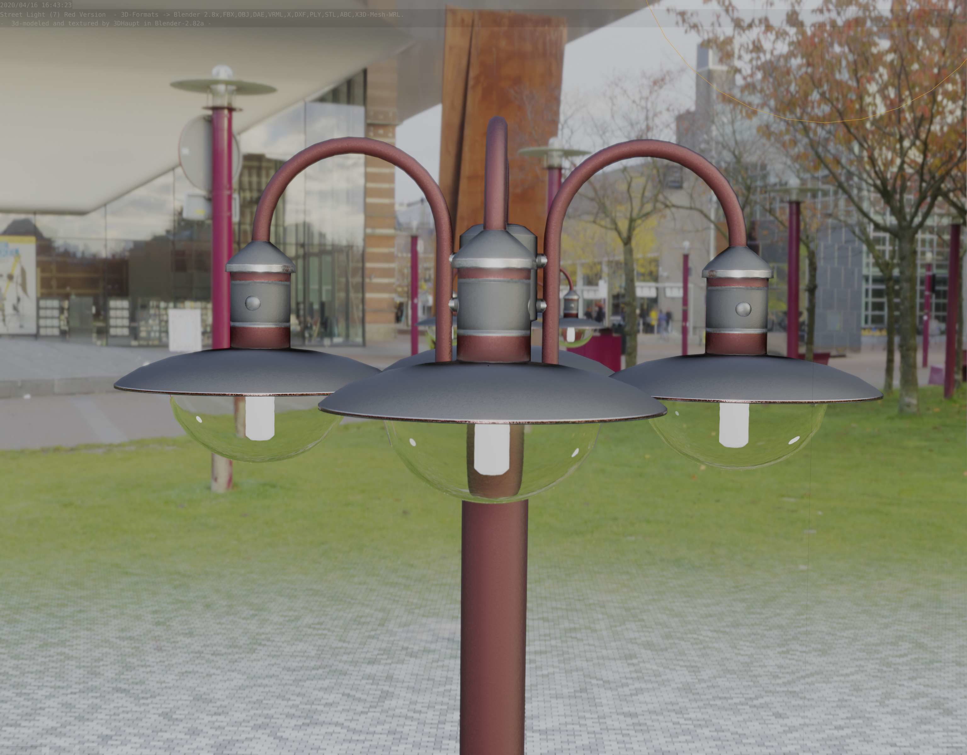 Street Light -7- Red  Version 3D Model Collection_46