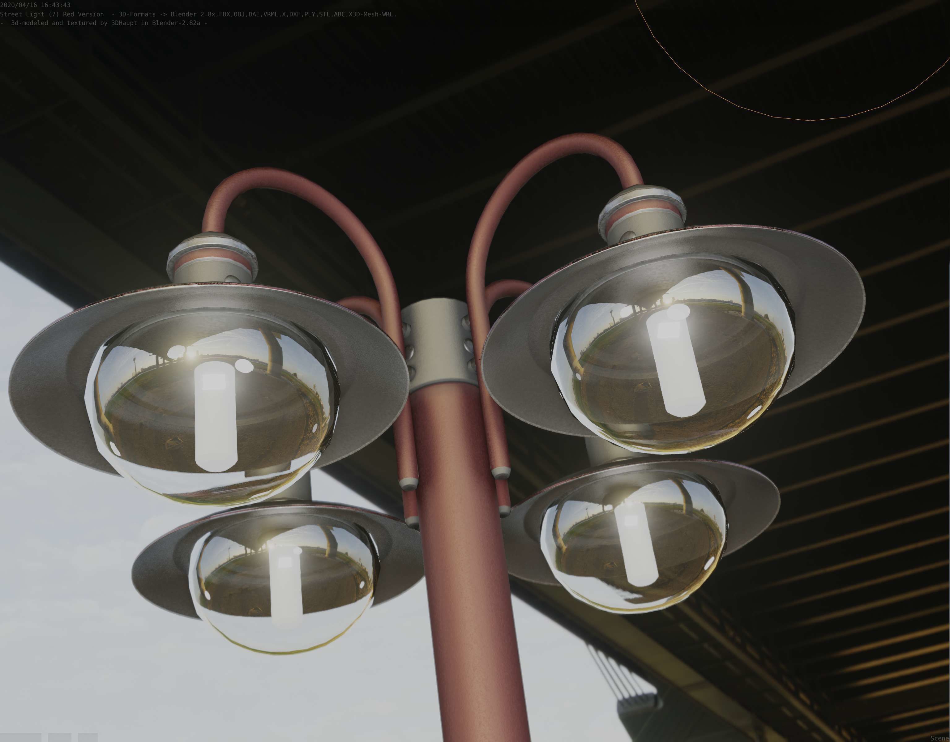 Street Light -7- Red  Version 3D Model Collection_57