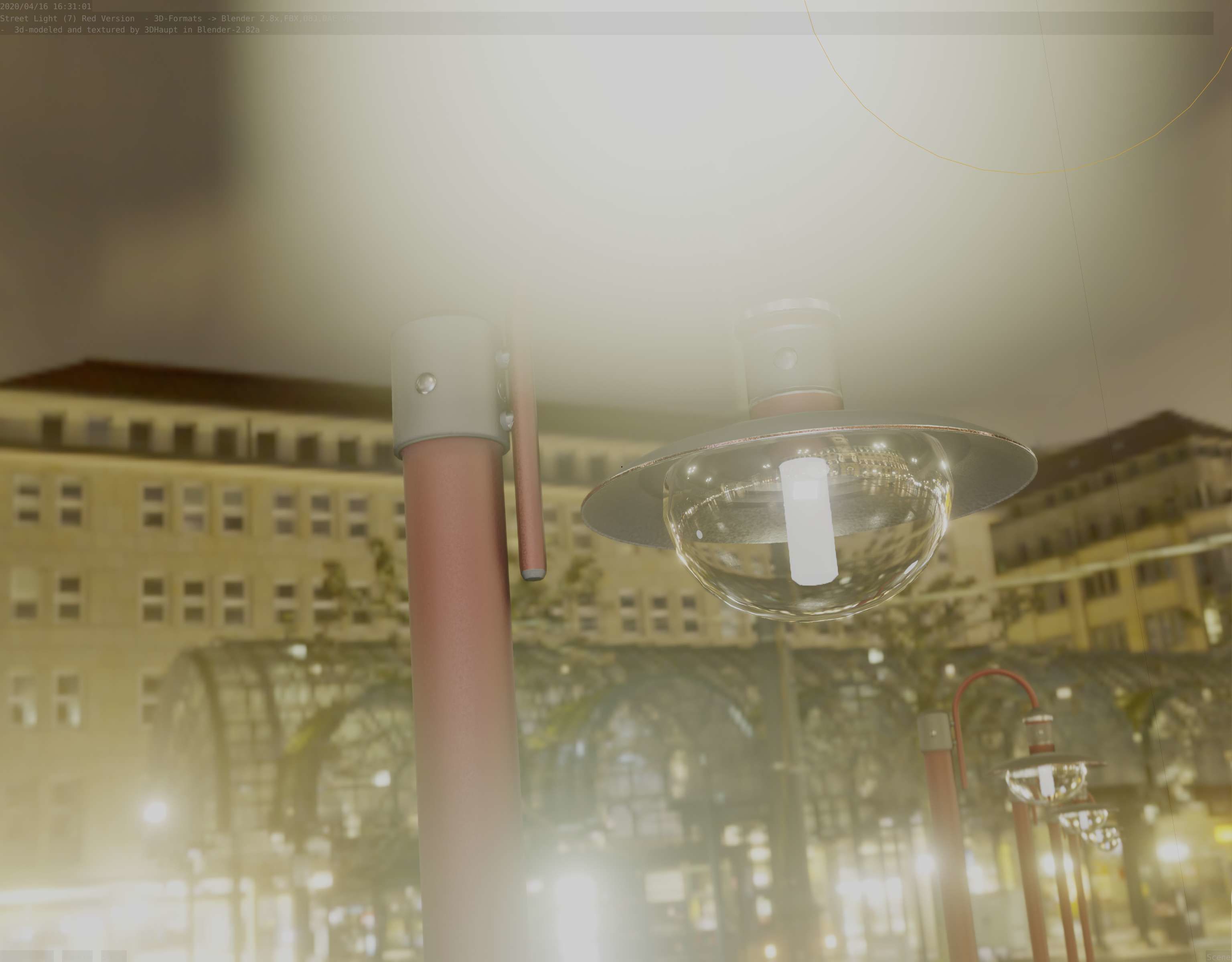 Street Light -7- Red  Version 3D Model Collection_8