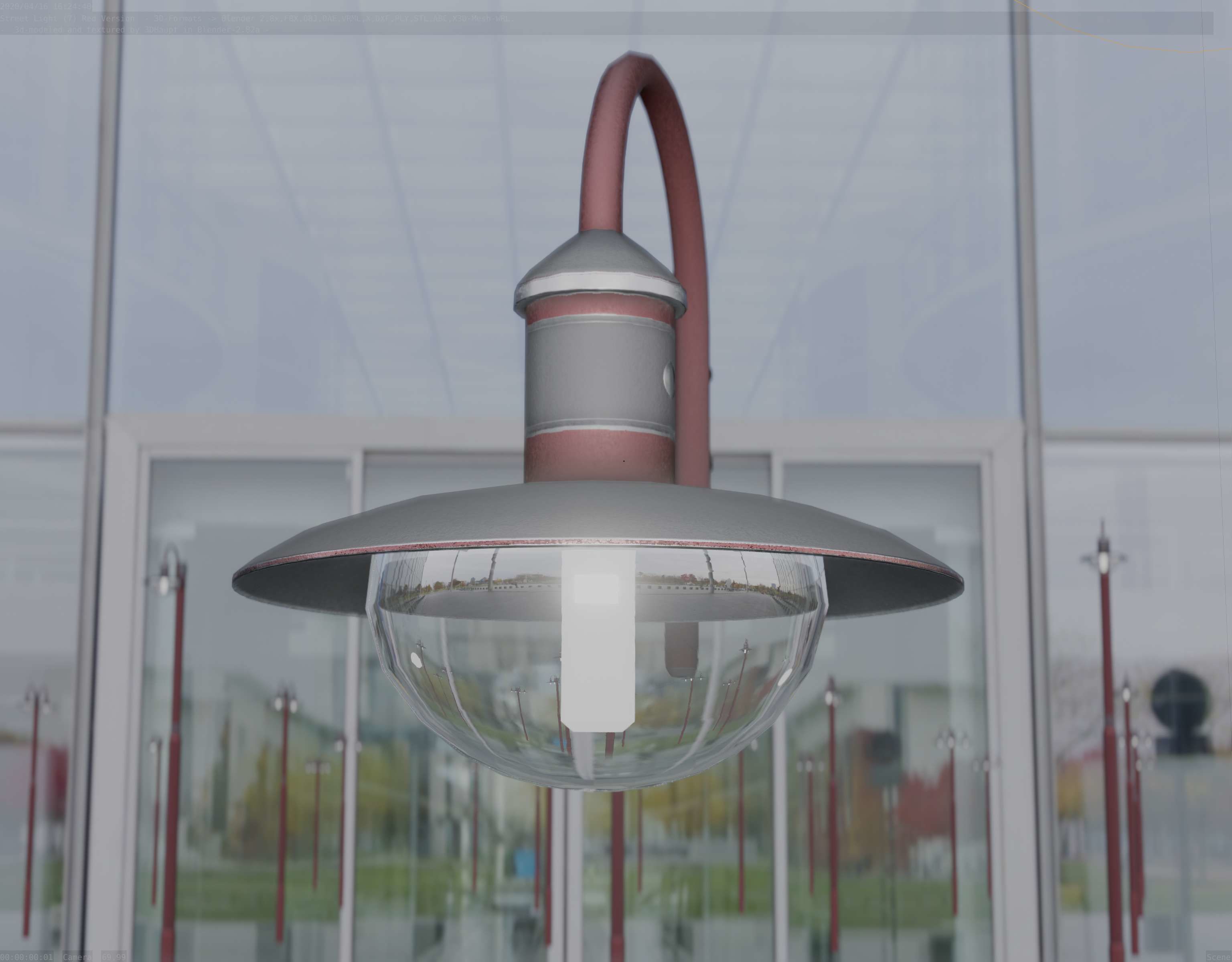 Street Light -7- Red  Version 3D Model Collection_64