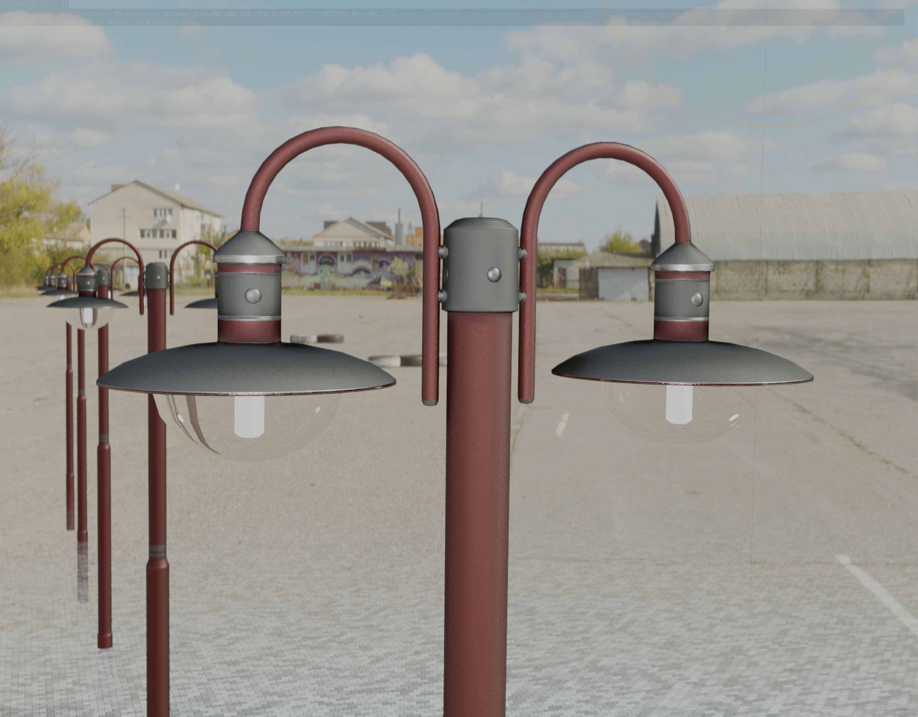 Street Light -7- Red  Version 3D Model Collection_20