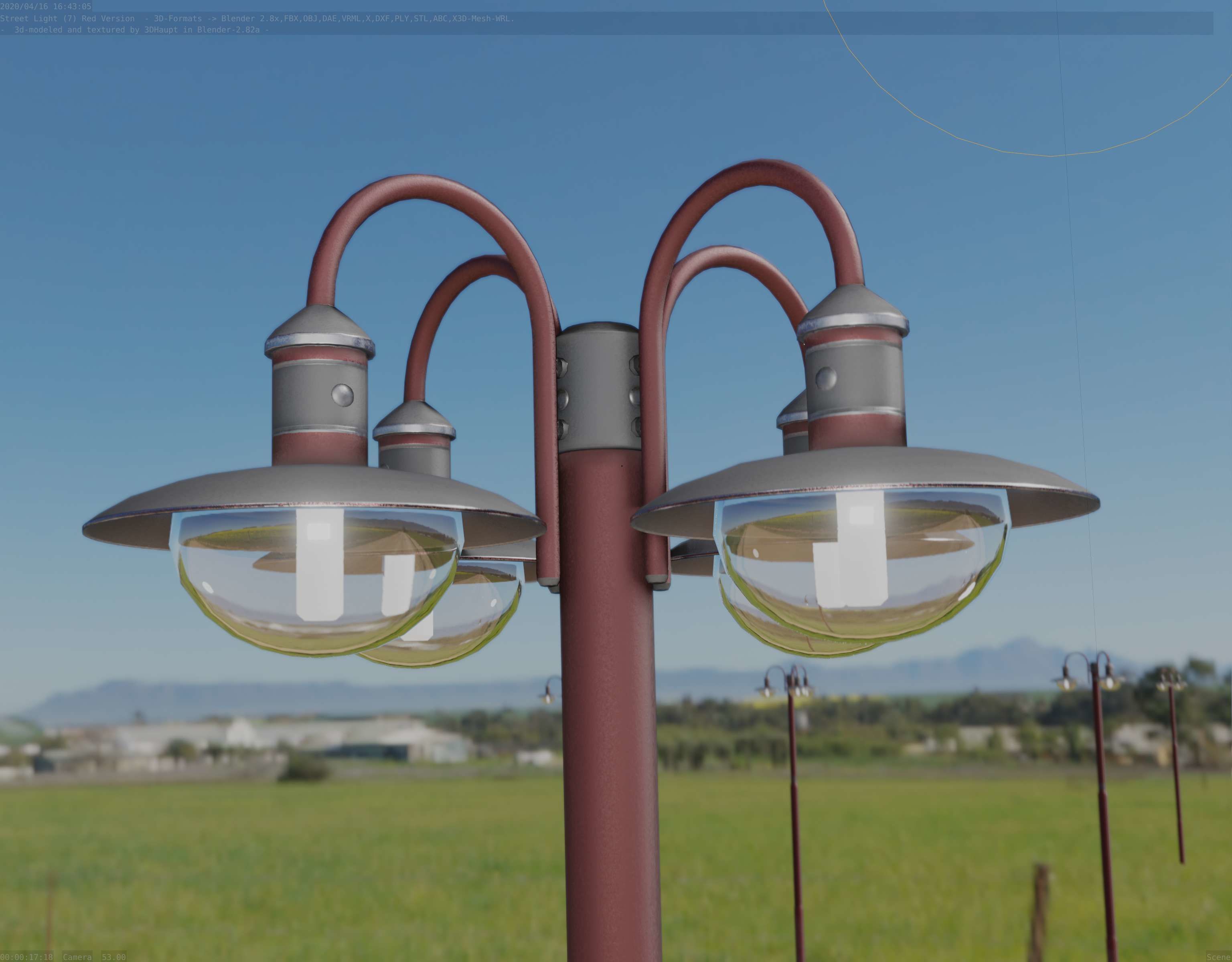 Street Light -7- Red  Version 3D Model Collection_43