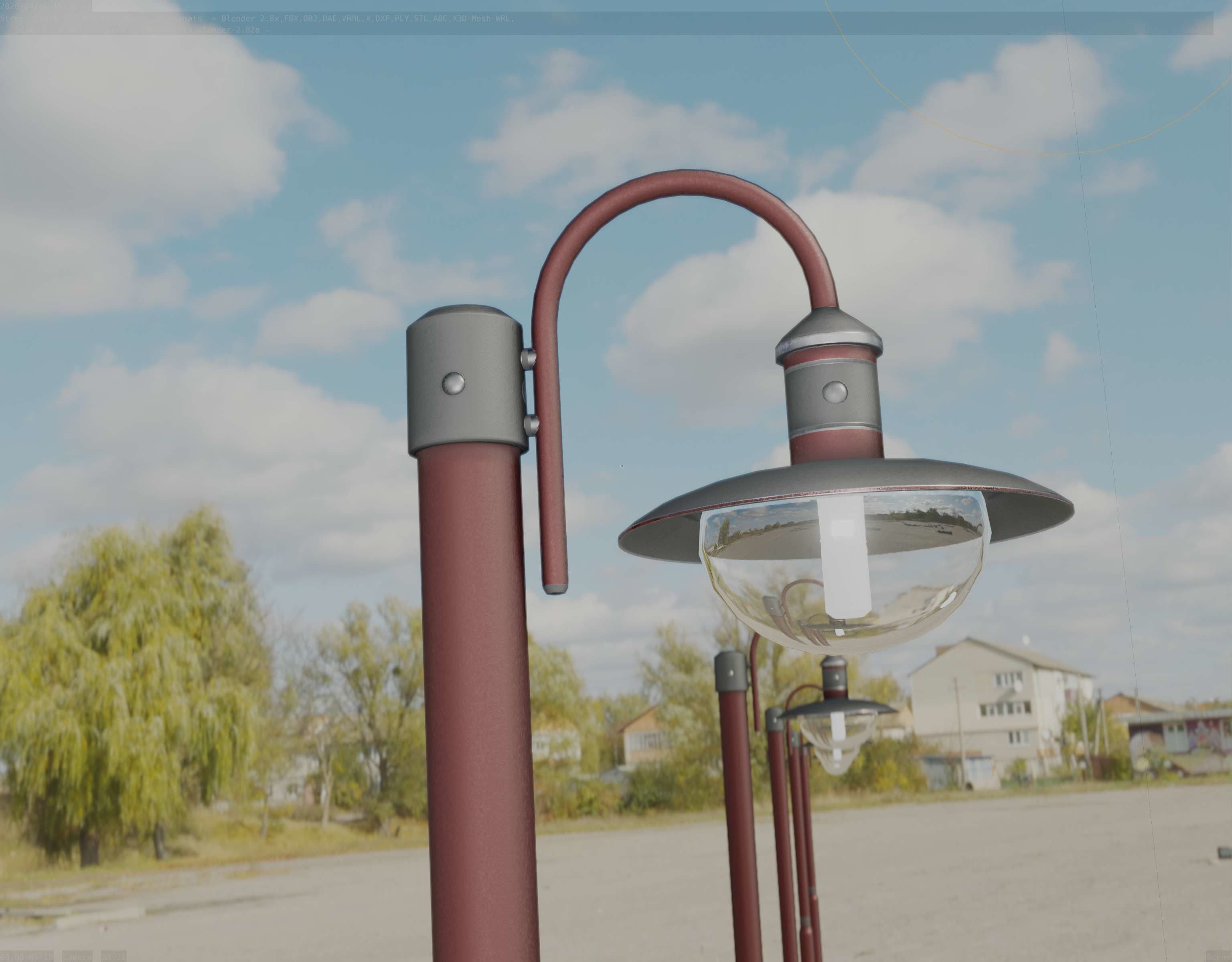 Street Light -7- Red  Version 3D Model Collection_11