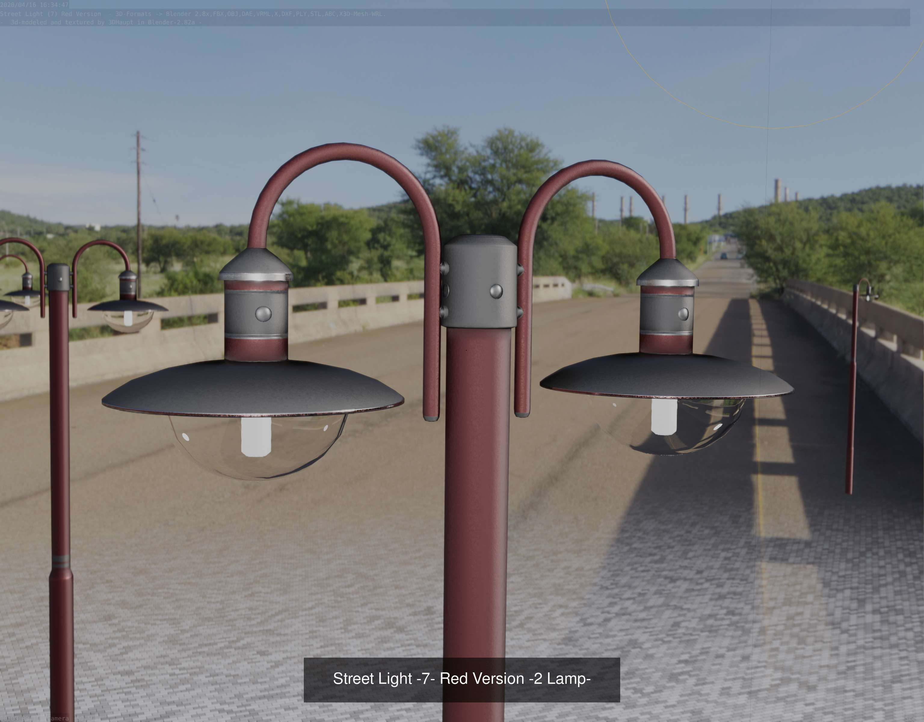 Street Light -7- Red  Version 3D Model Collection_2