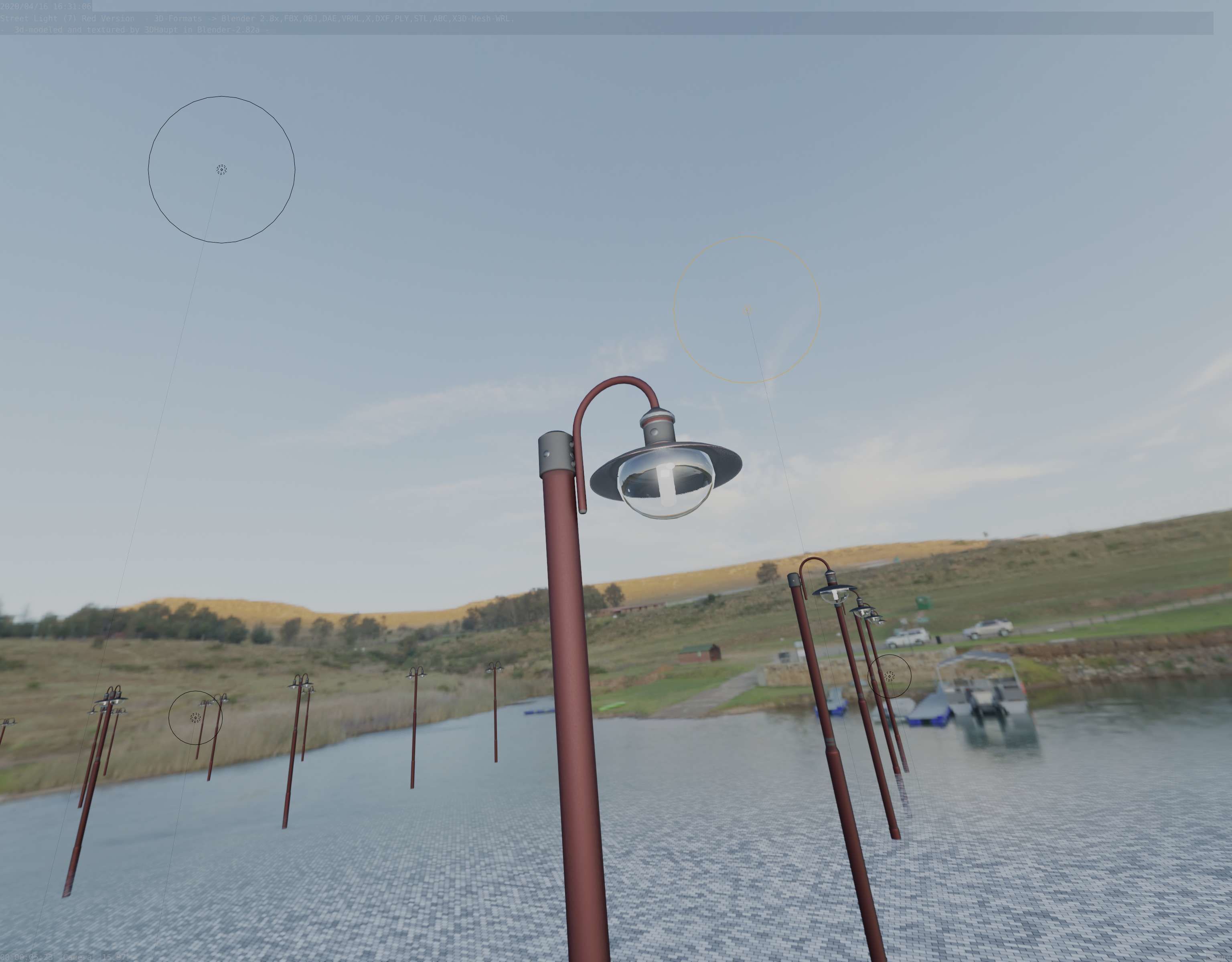 Street Light -7- Red  Version 3D Model Collection_12