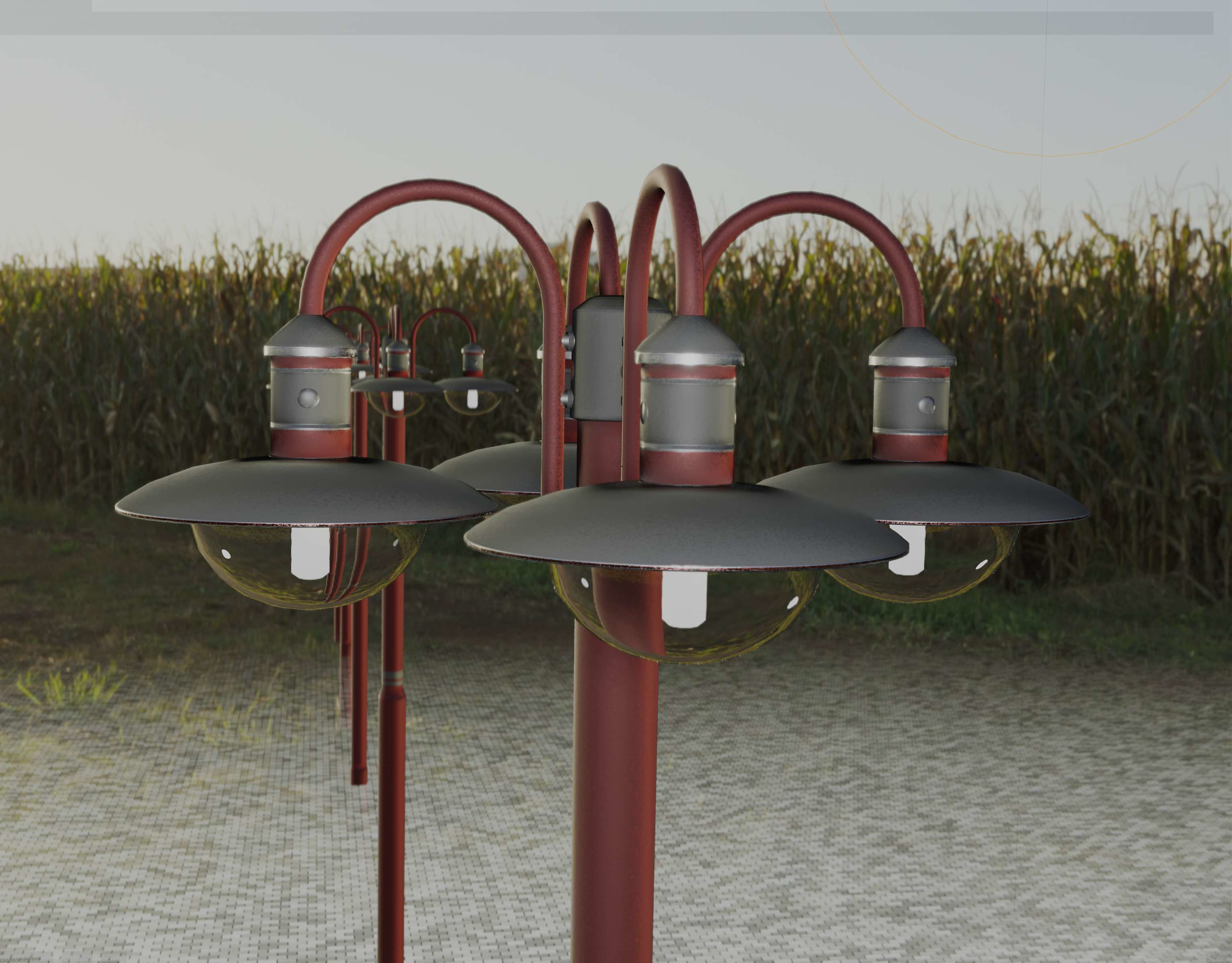 Street Light -7- Red  Version 3D Model Collection_45