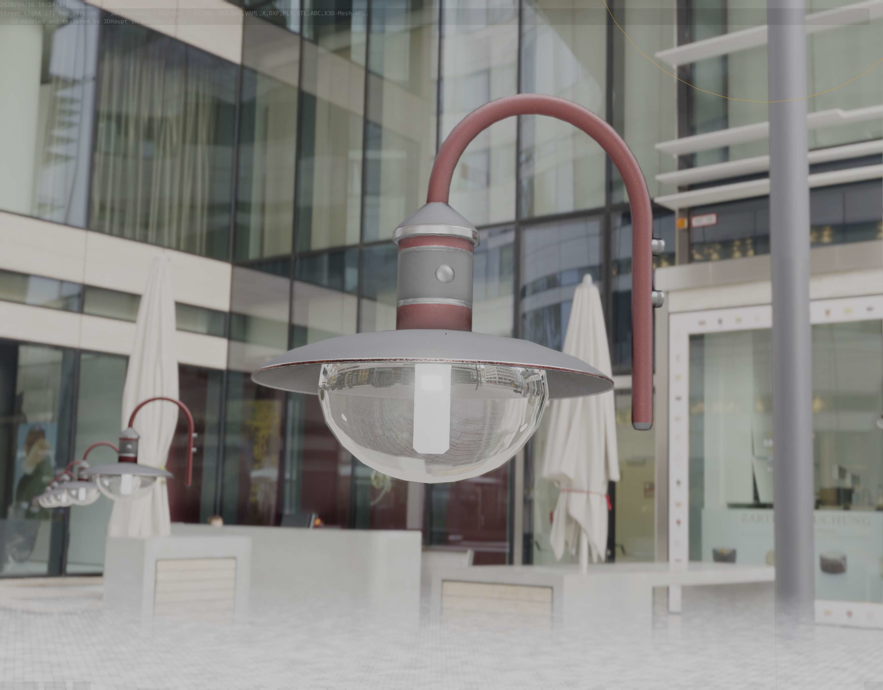 Street Light -7- Red  Version 3D Model Collection_74