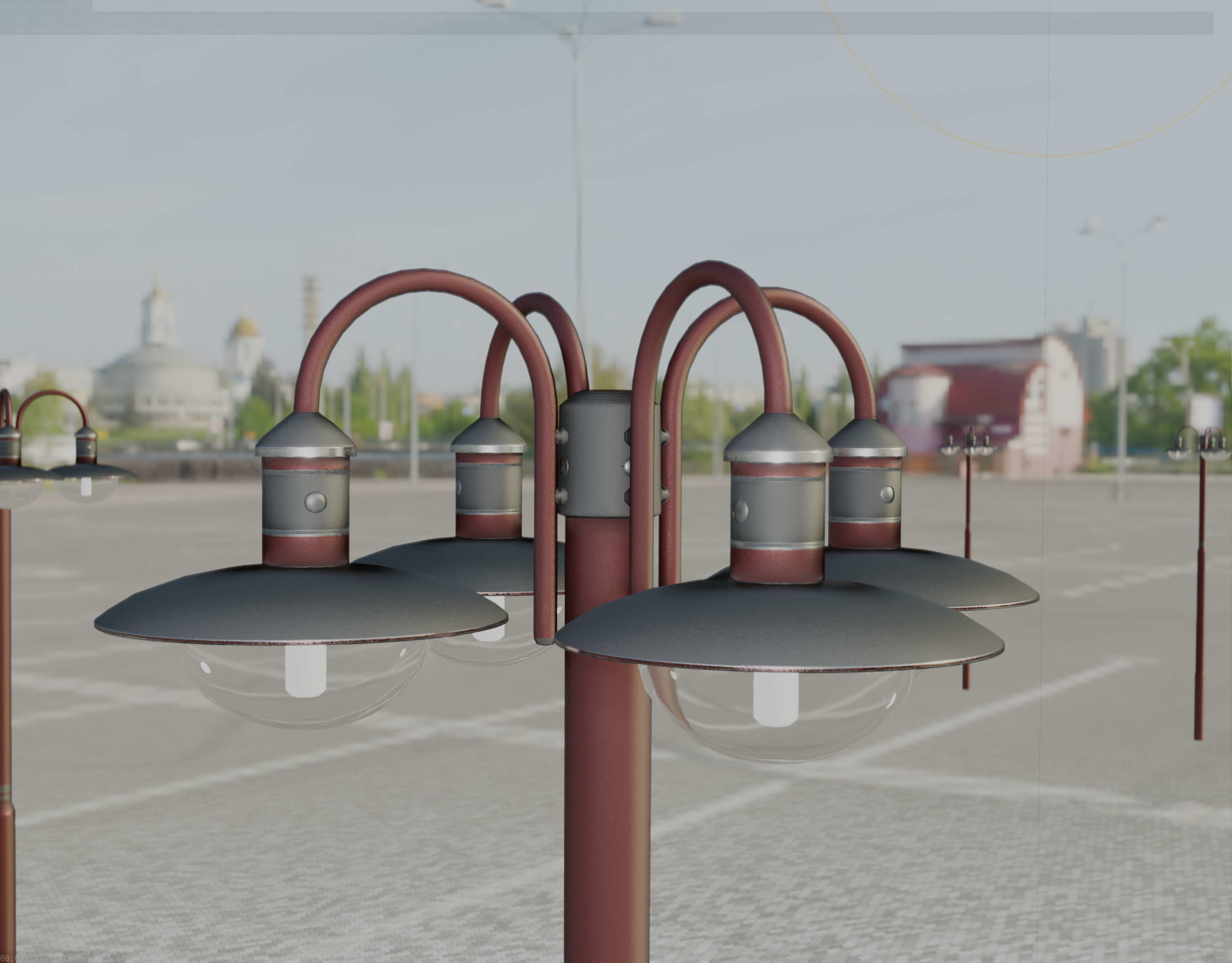 Street Light -7- Red  Version 3D Model Collection_53