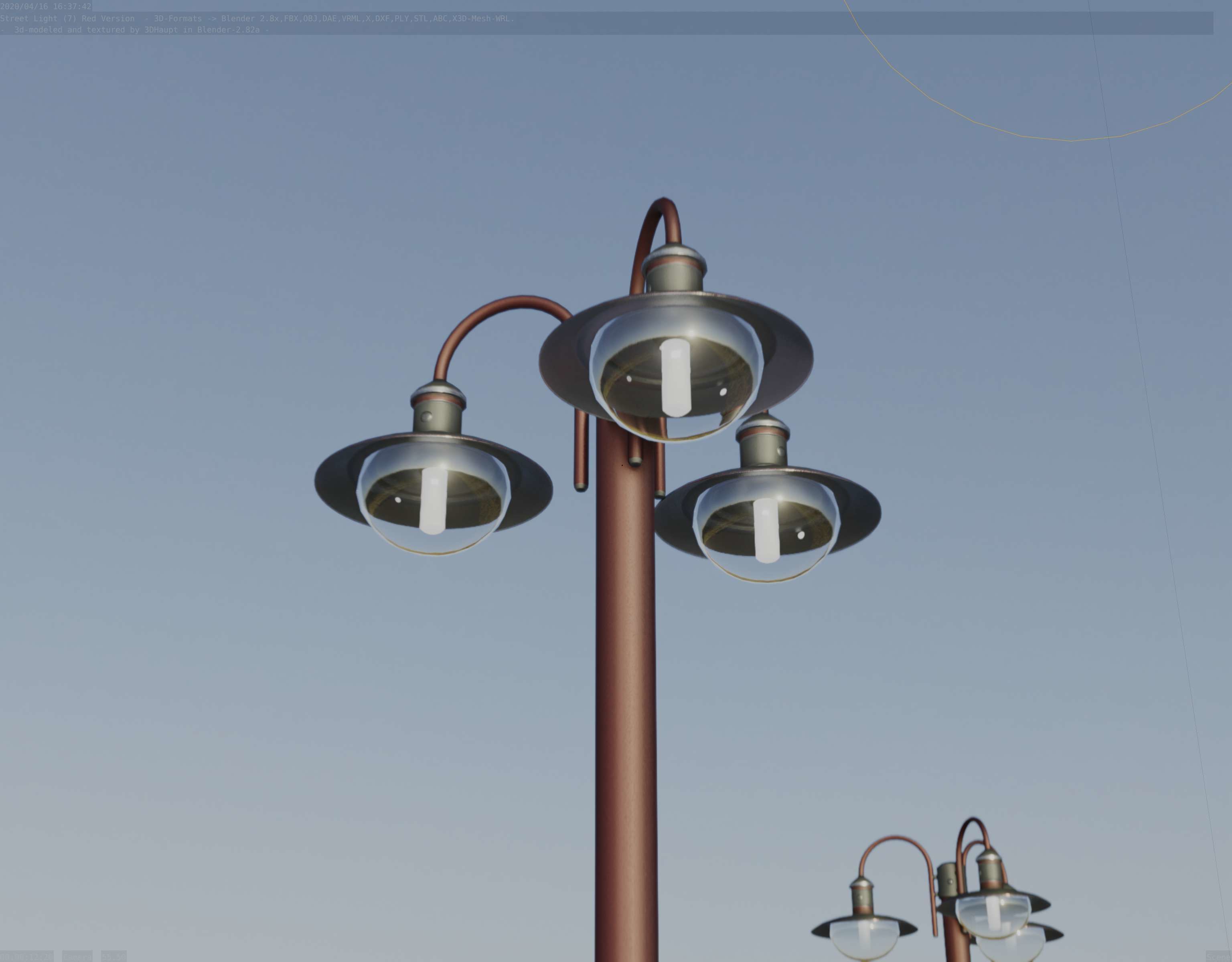 Street Light -7- Red  Version 3D Model Collection_26