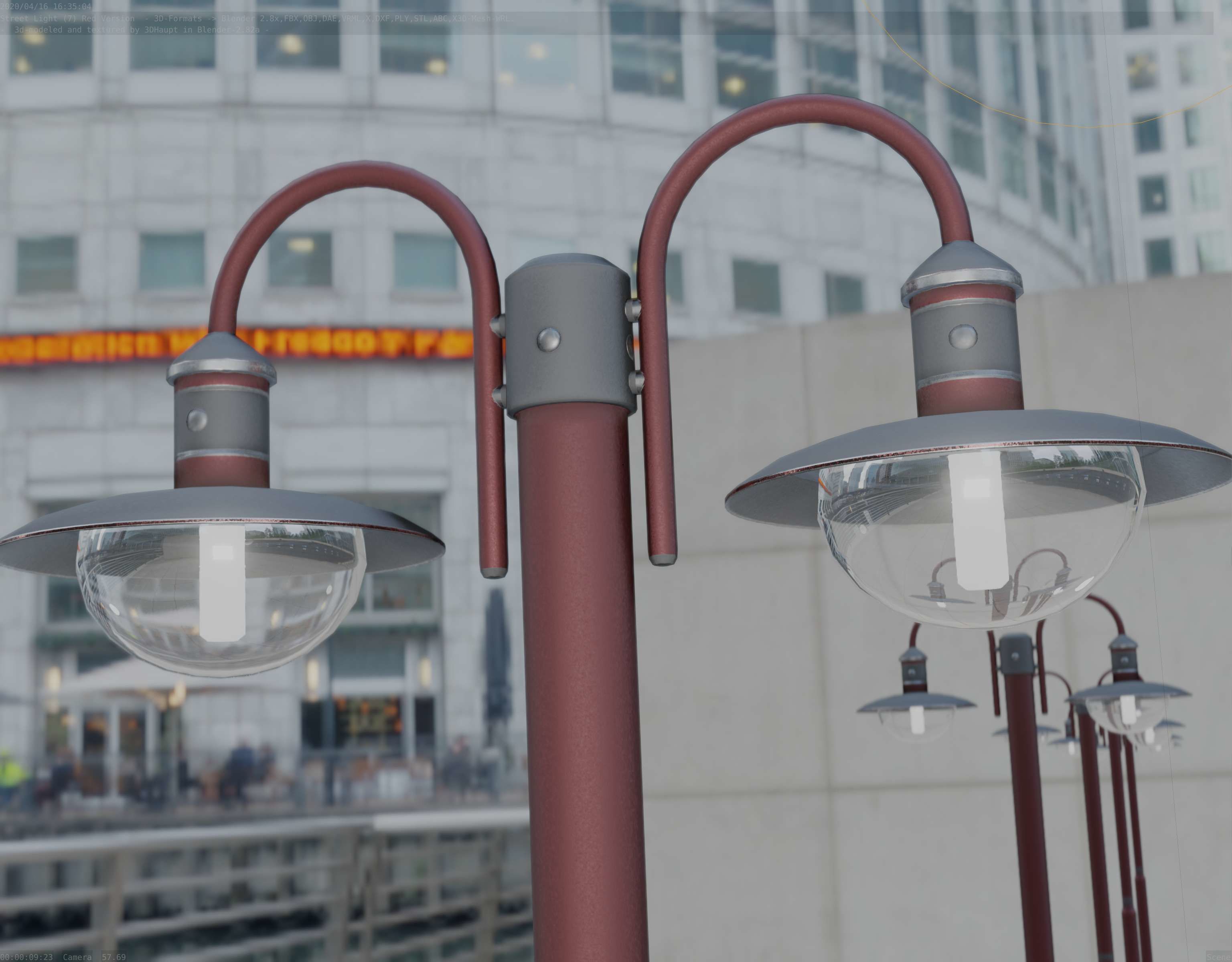 Street Light -7- Red  Version 3D Model Collection_21