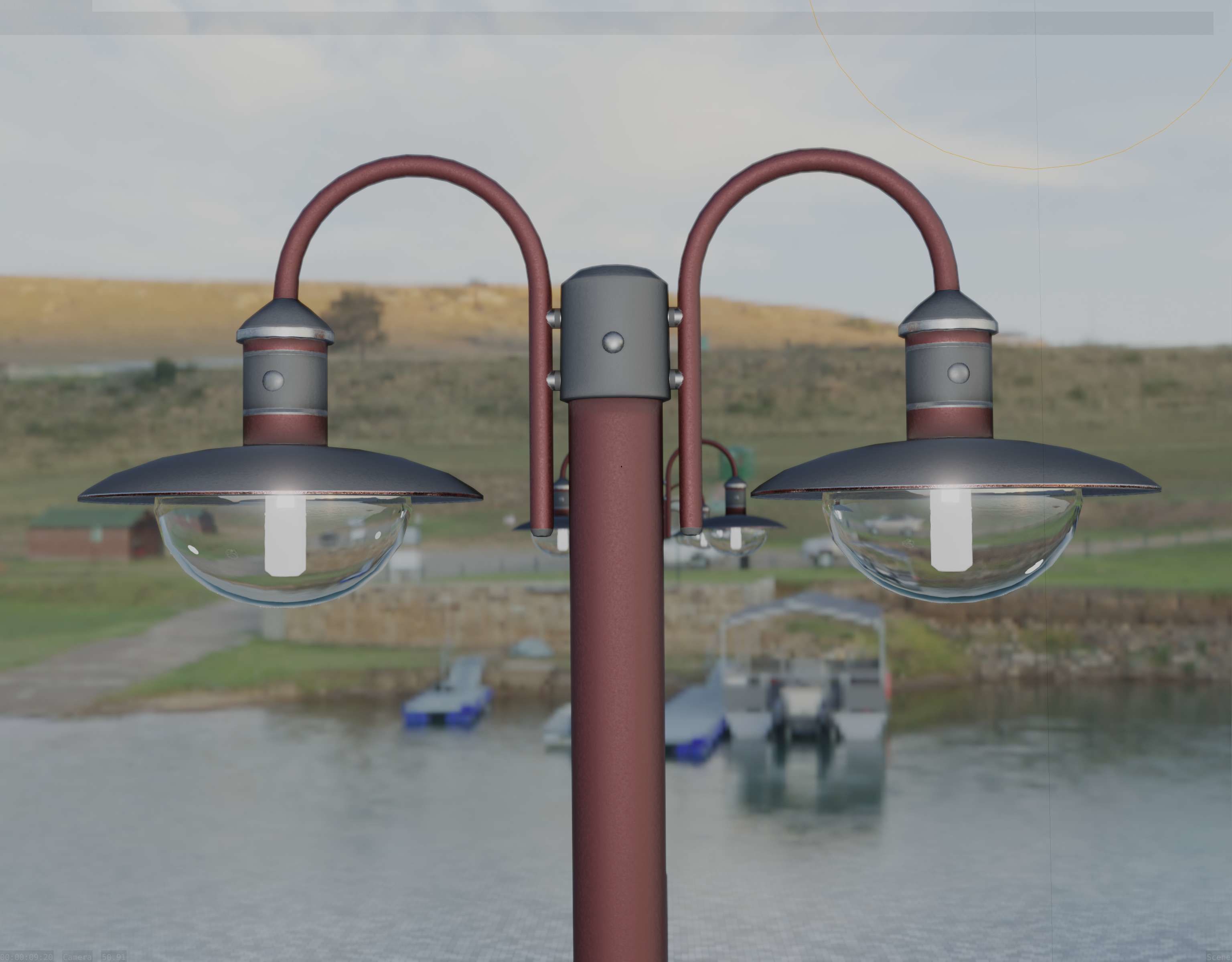 Street Light -7- Red  Version 3D Model Collection_18