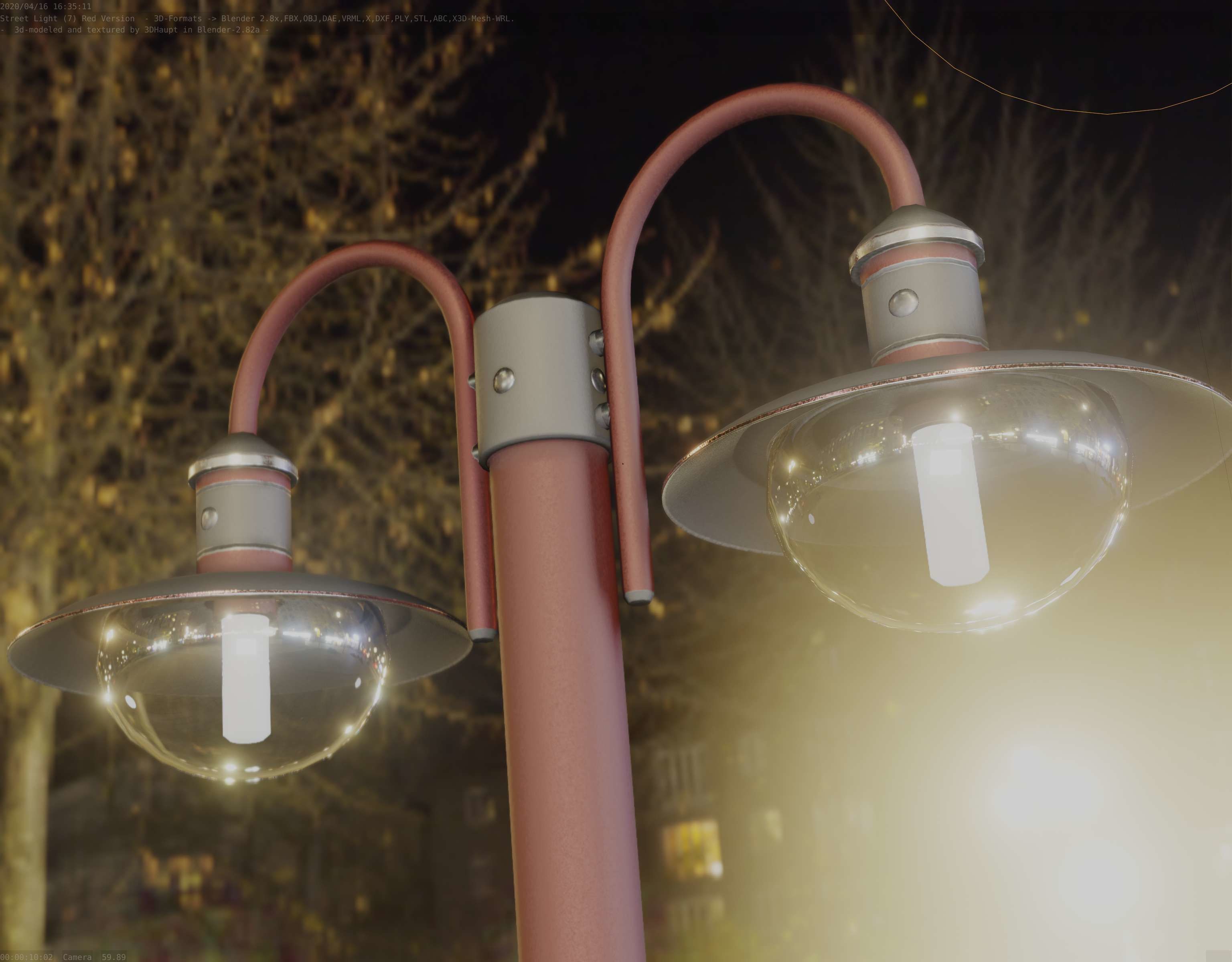 Street Light -7- Red  Version 3D Model Collection_27