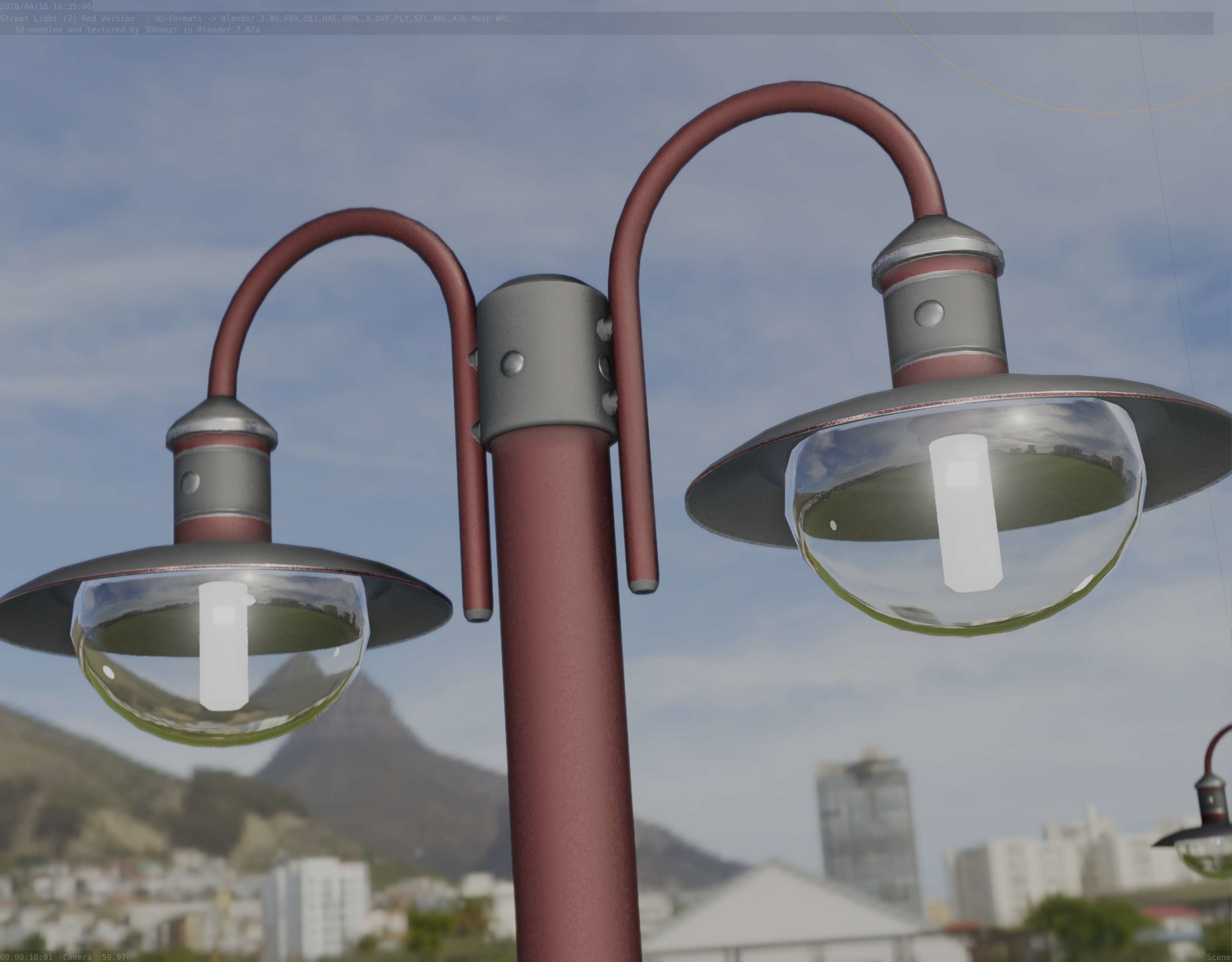 Street Light -7- Red  Version 3D Model Collection_23