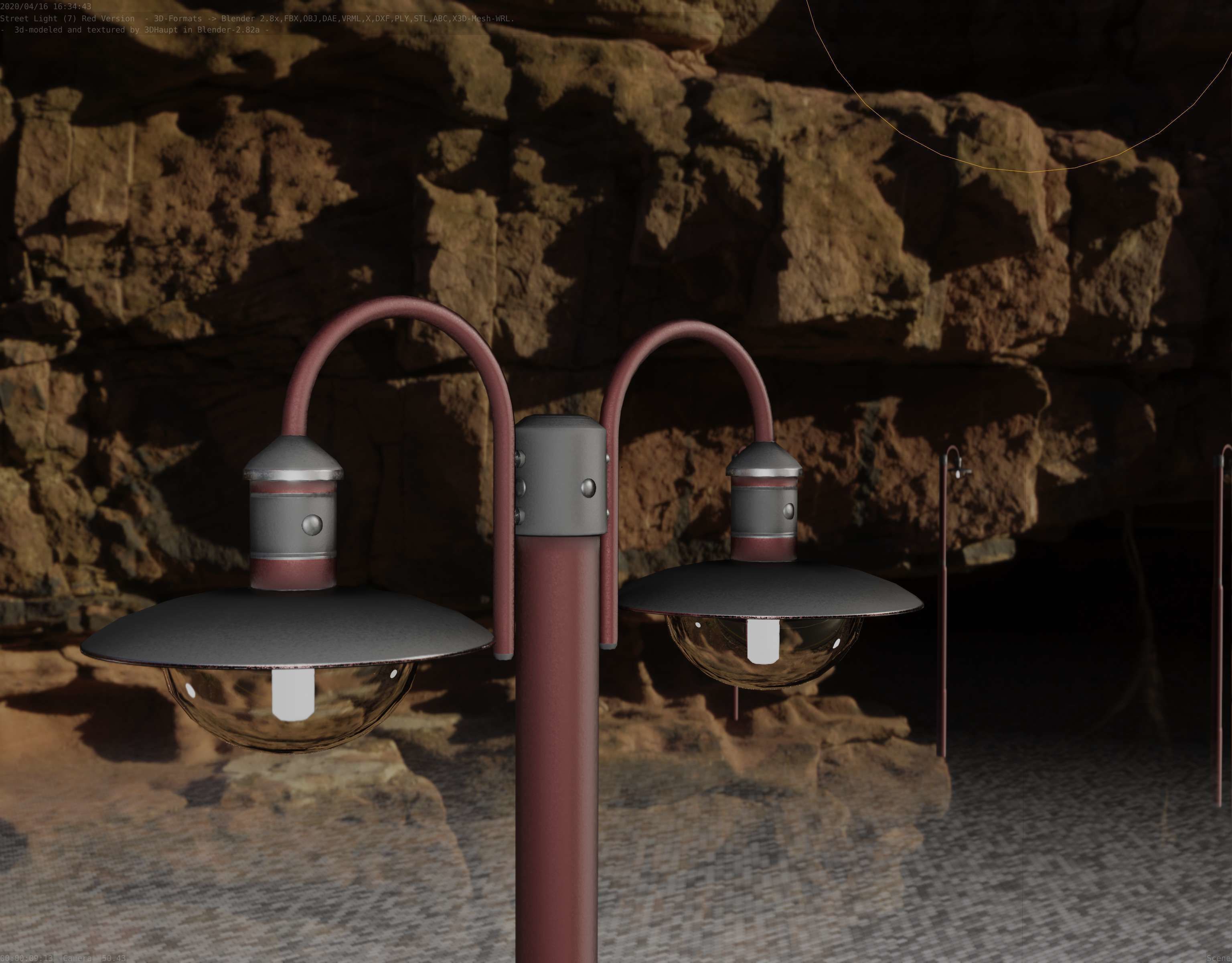 Street Light -7- Red  Version 3D Model Collection_13