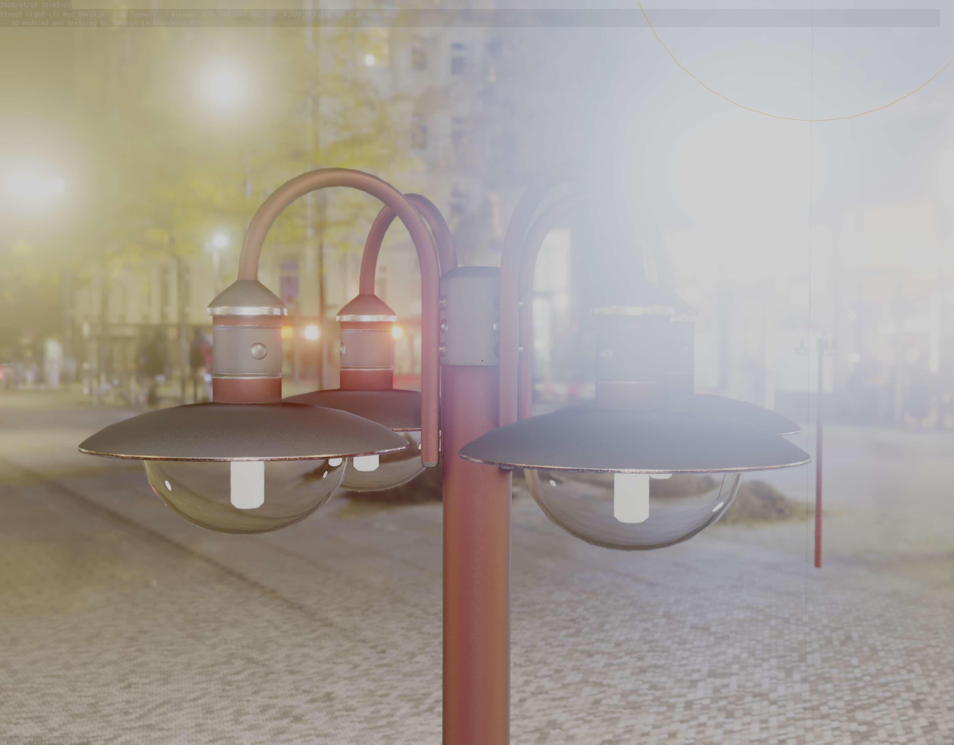 Street Light -7- Red  Version 3D Model Collection_48