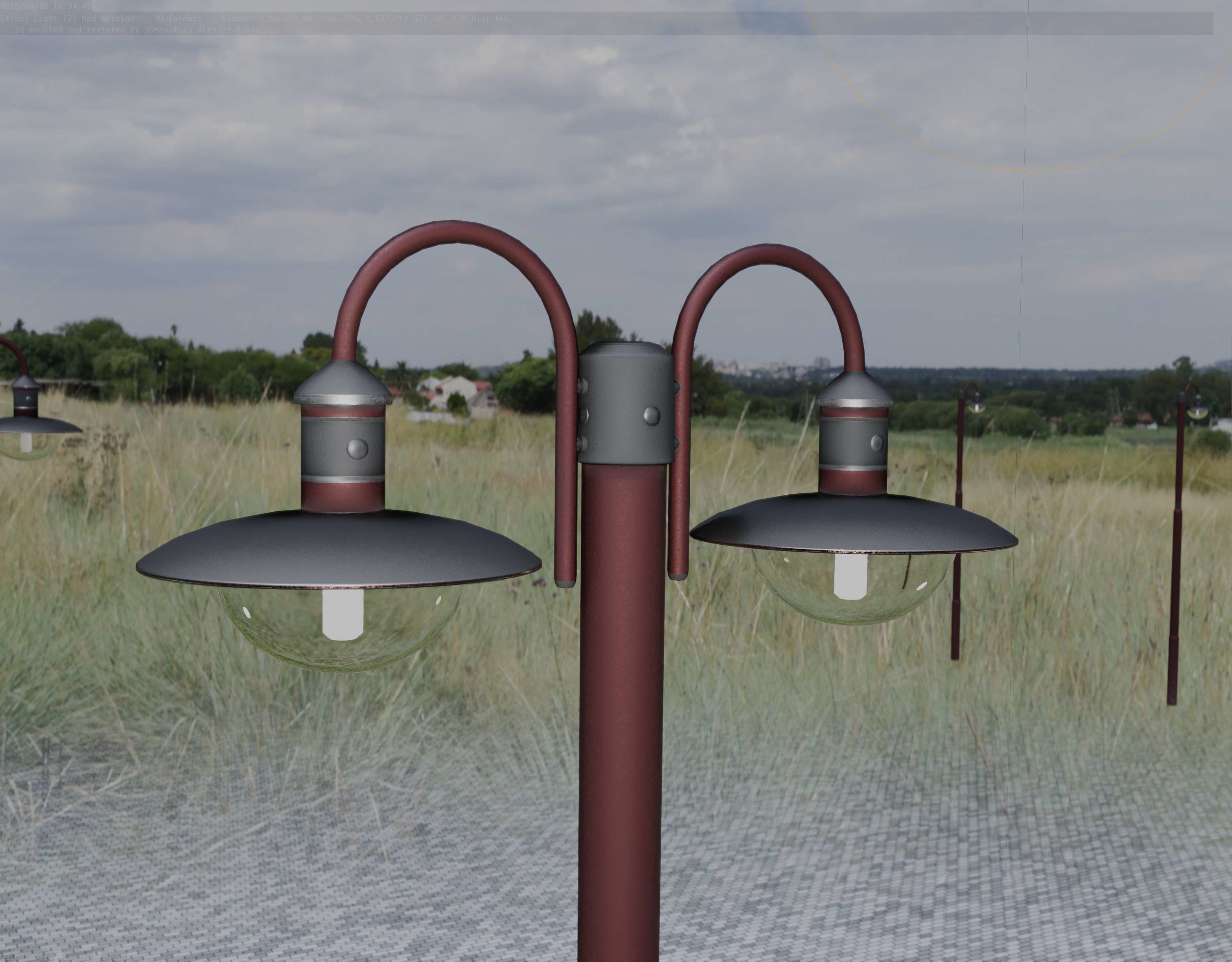 Street Light -7- Red  Version 3D Model Collection_19