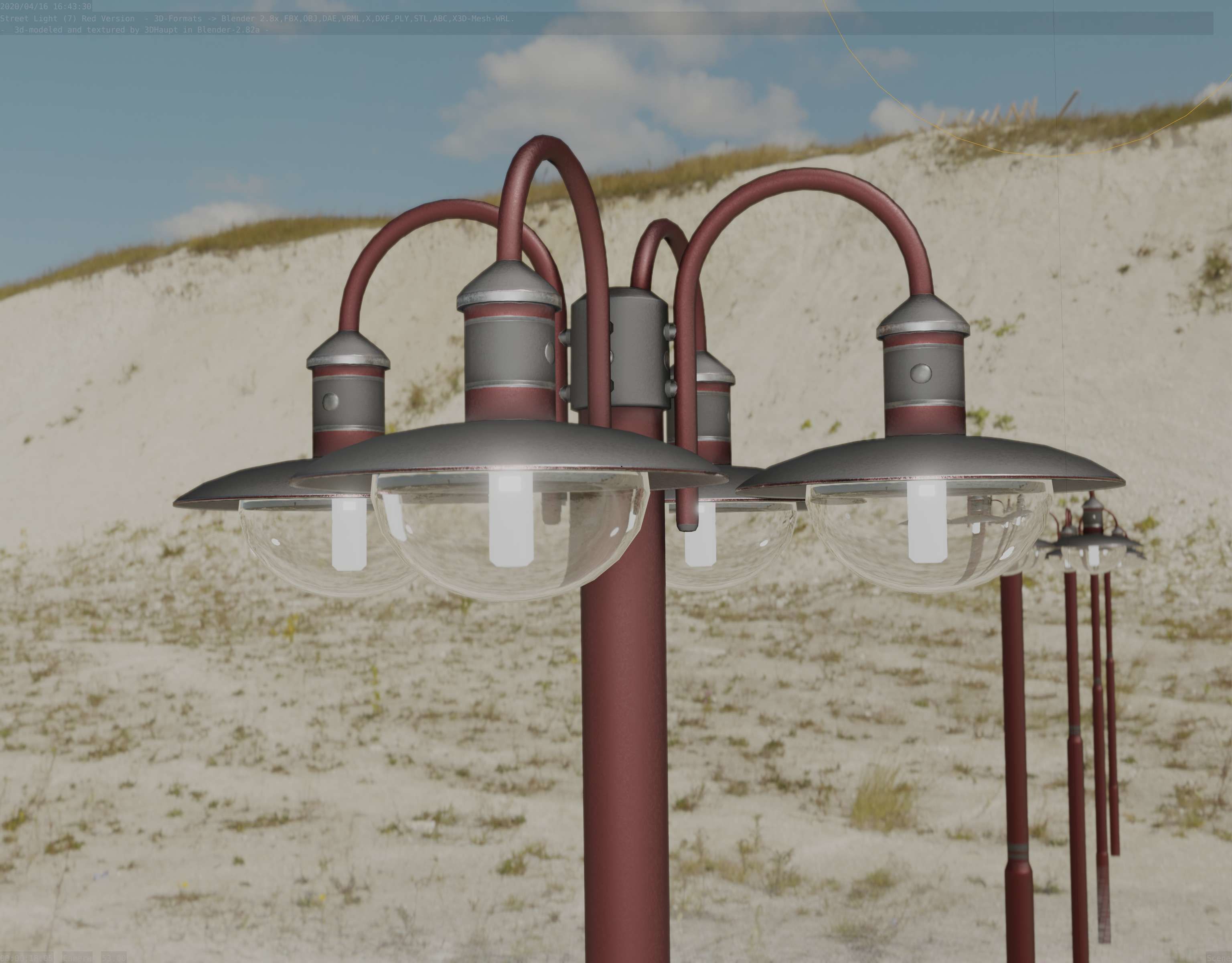 Street Light -7- Red  Version 3D Model Collection_50