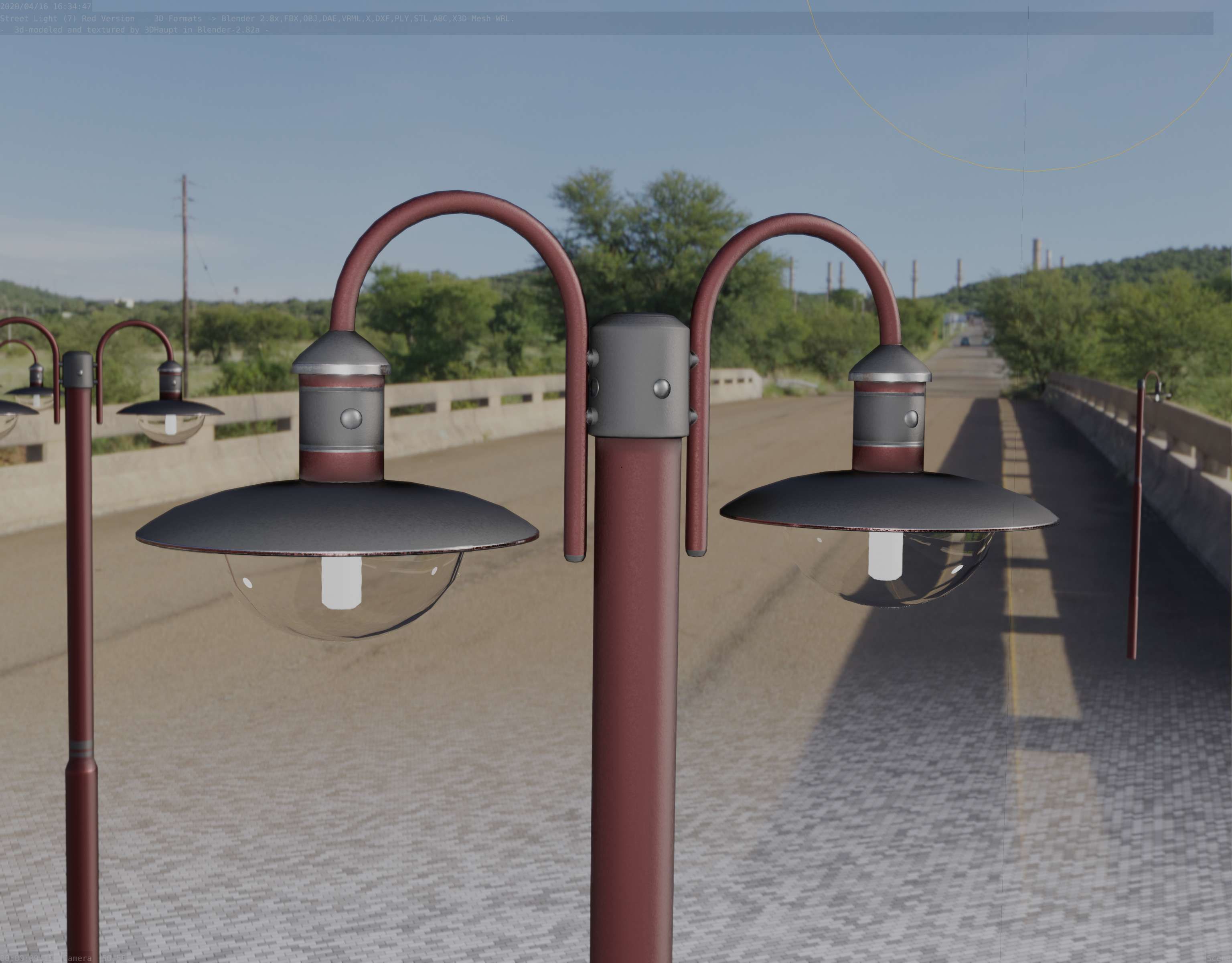Street Light -7- Red  Version 3D Model Collection_16