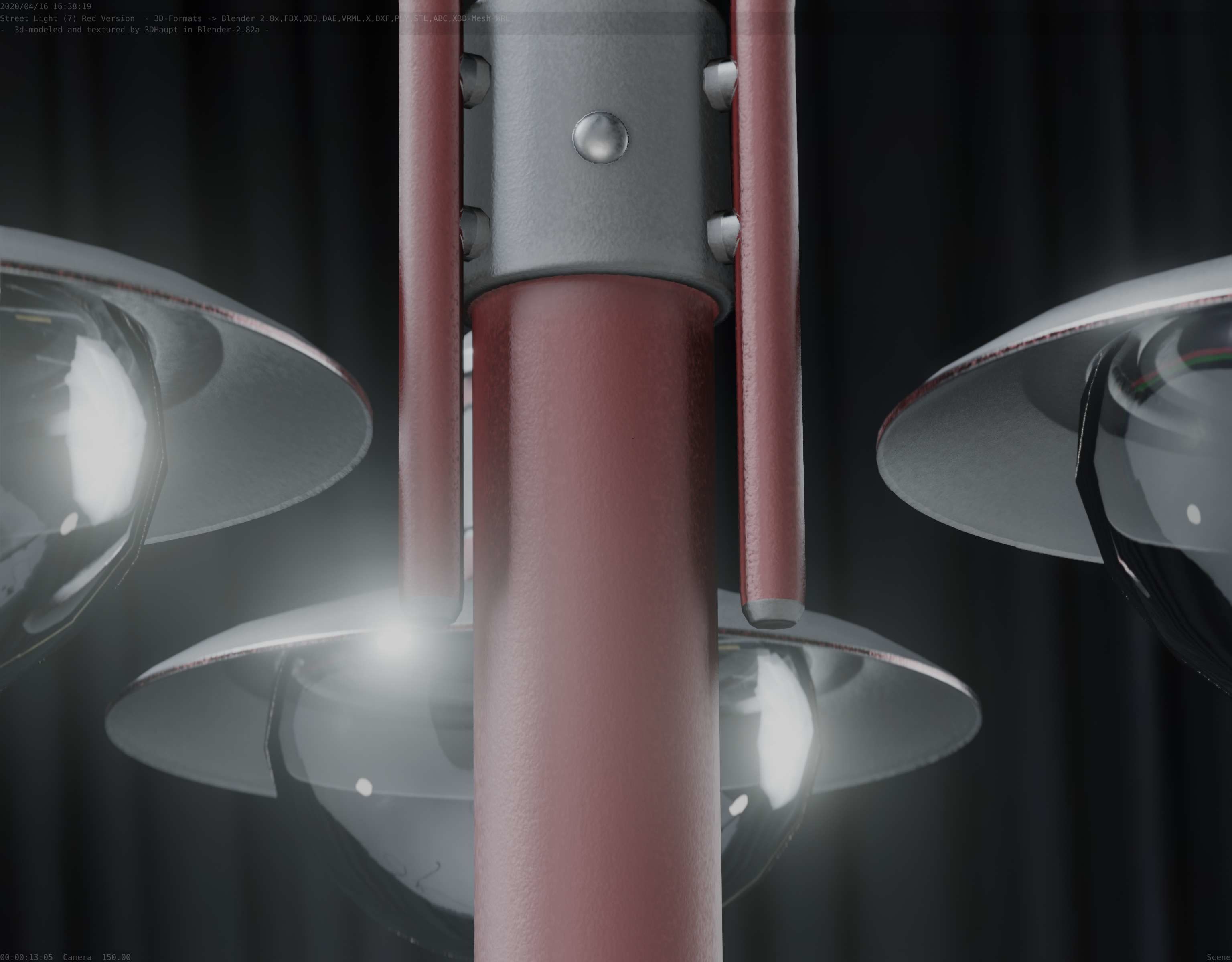 Street Light -7- Red  Version 3D Model Collection_36