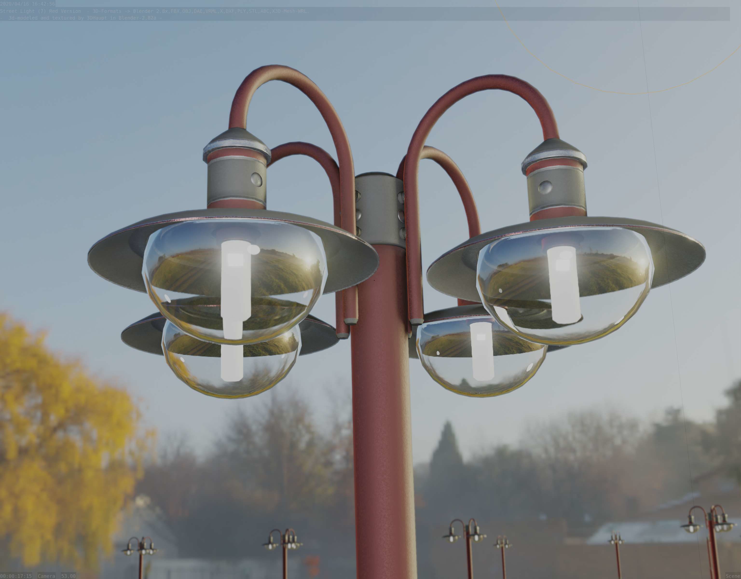 Street Light -7- Red  Version 3D Model Collection_39