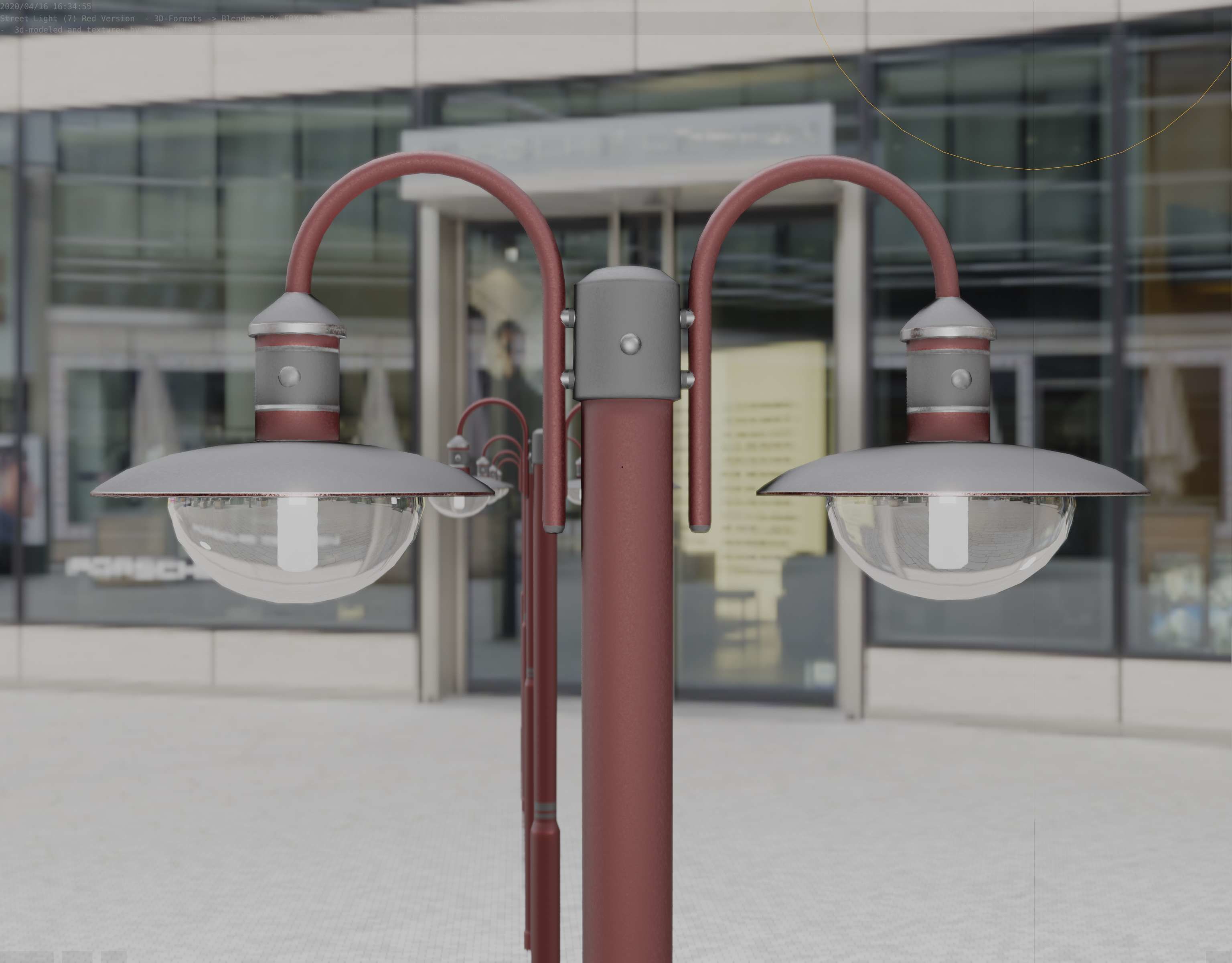 Street Light -7- Red  Version 3D Model Collection_15
