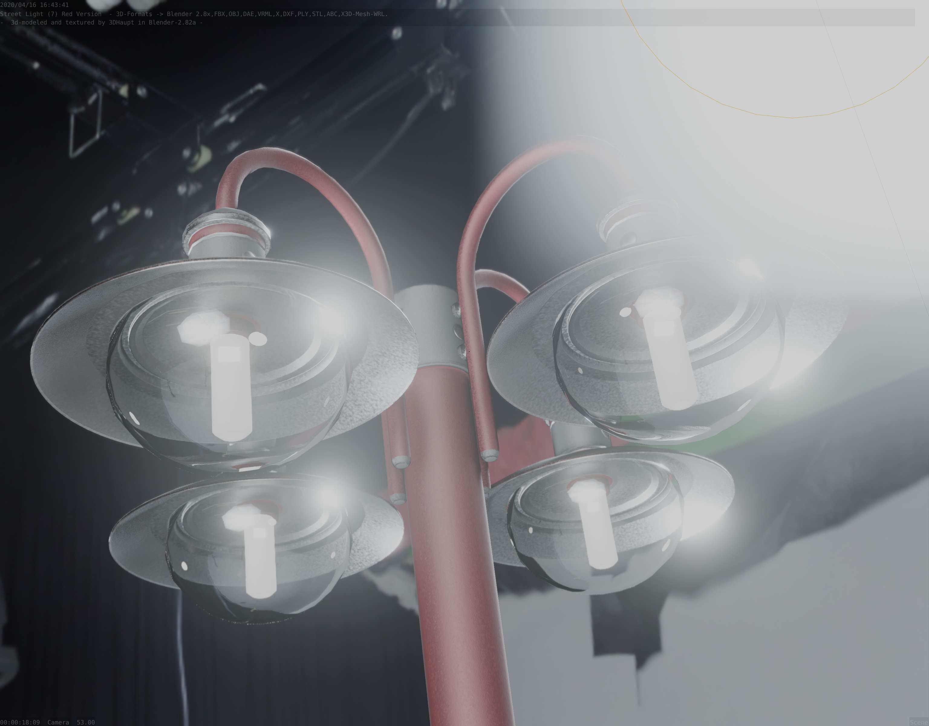 Street Light -7- Red  Version 3D Model Collection_55