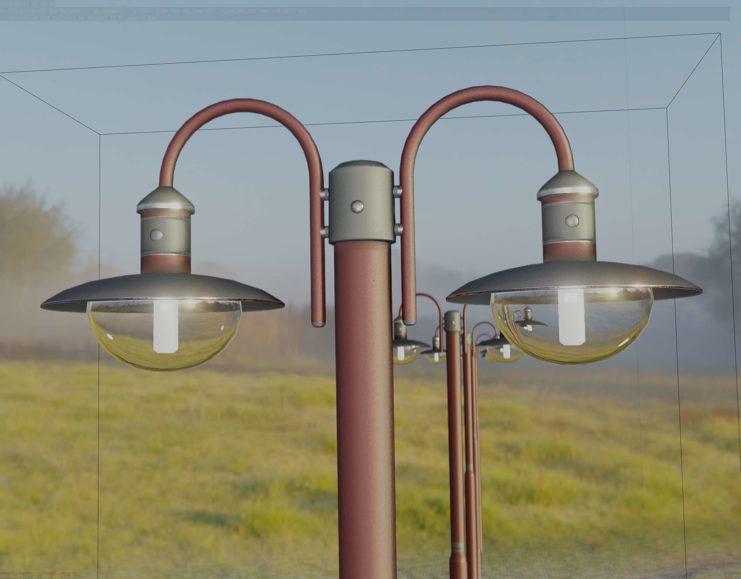 Street Light -7- Red  Version 3D Model Collection_22