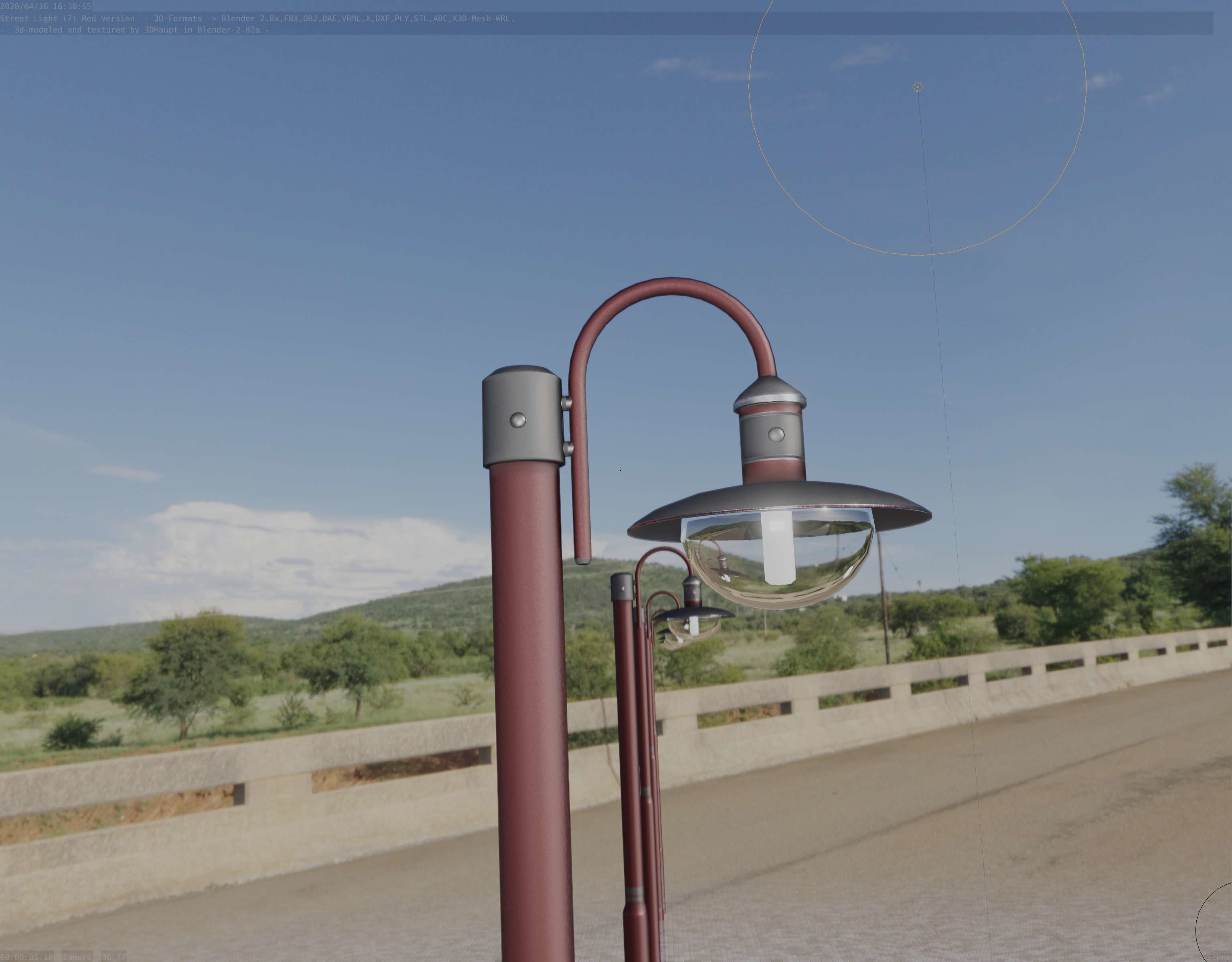 Street Light -7- Red  Version 3D Model Collection_6