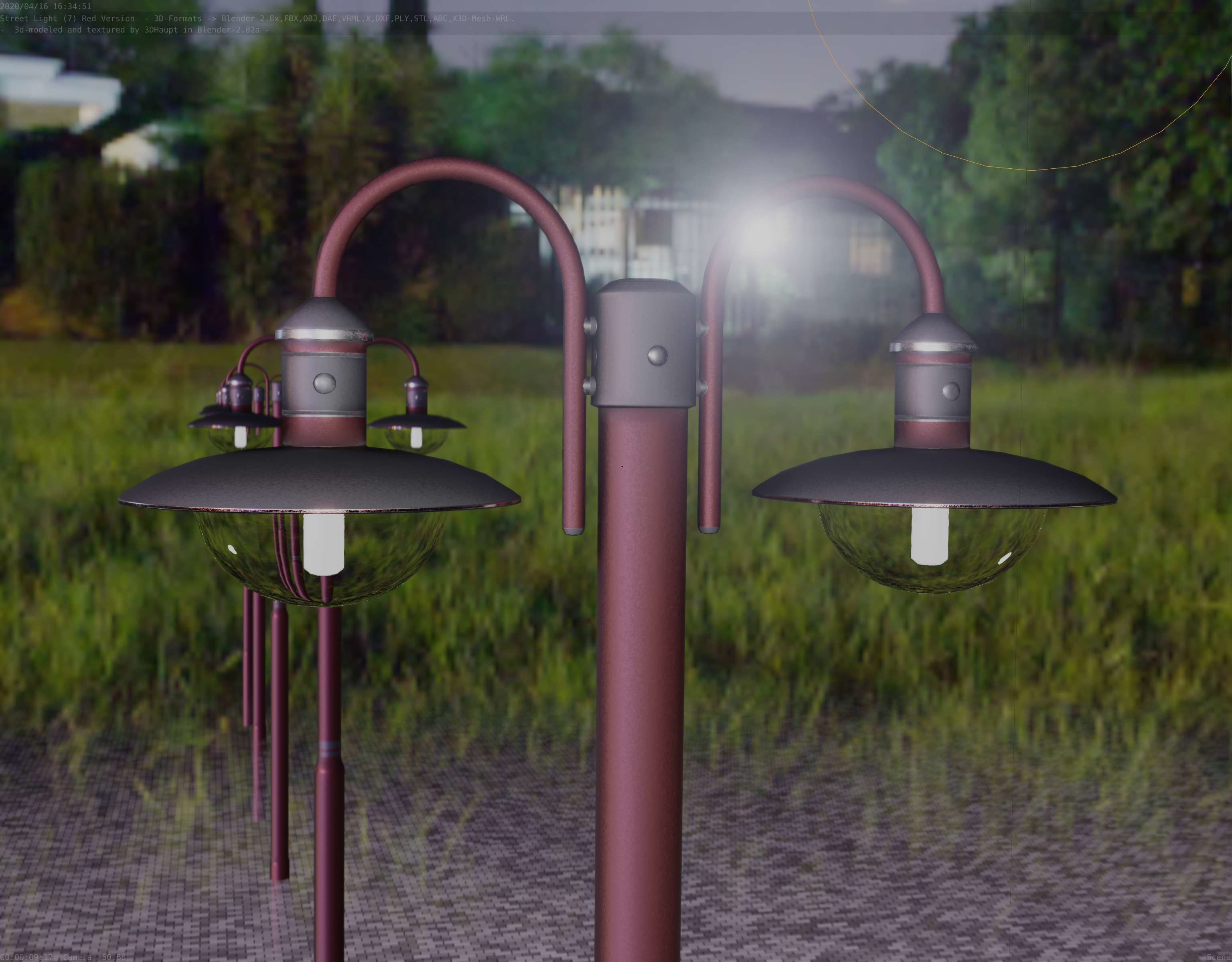 Street Light -7- Red  Version 3D Model Collection_17