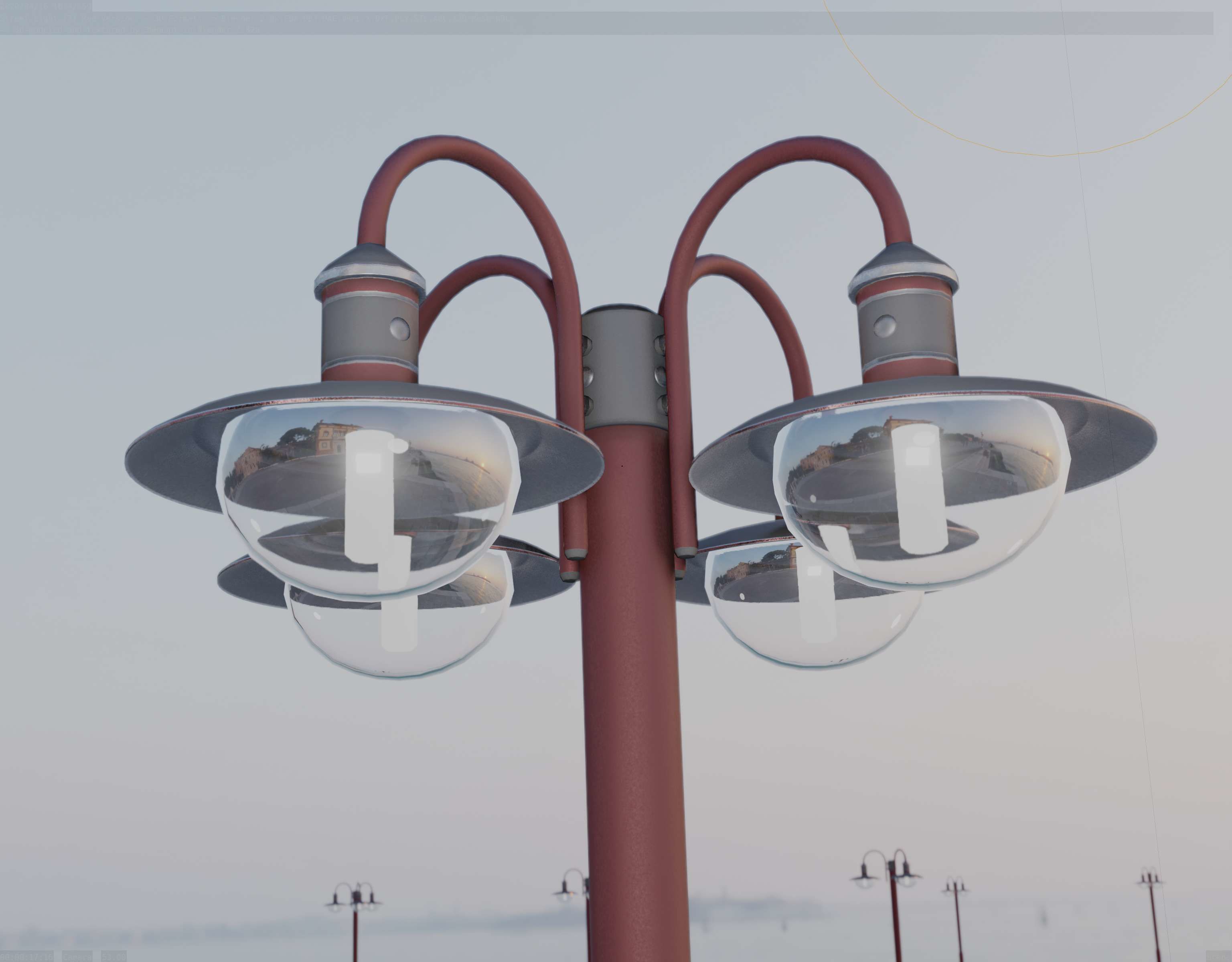 Street Light -7- Red  Version 3D Model Collection_40