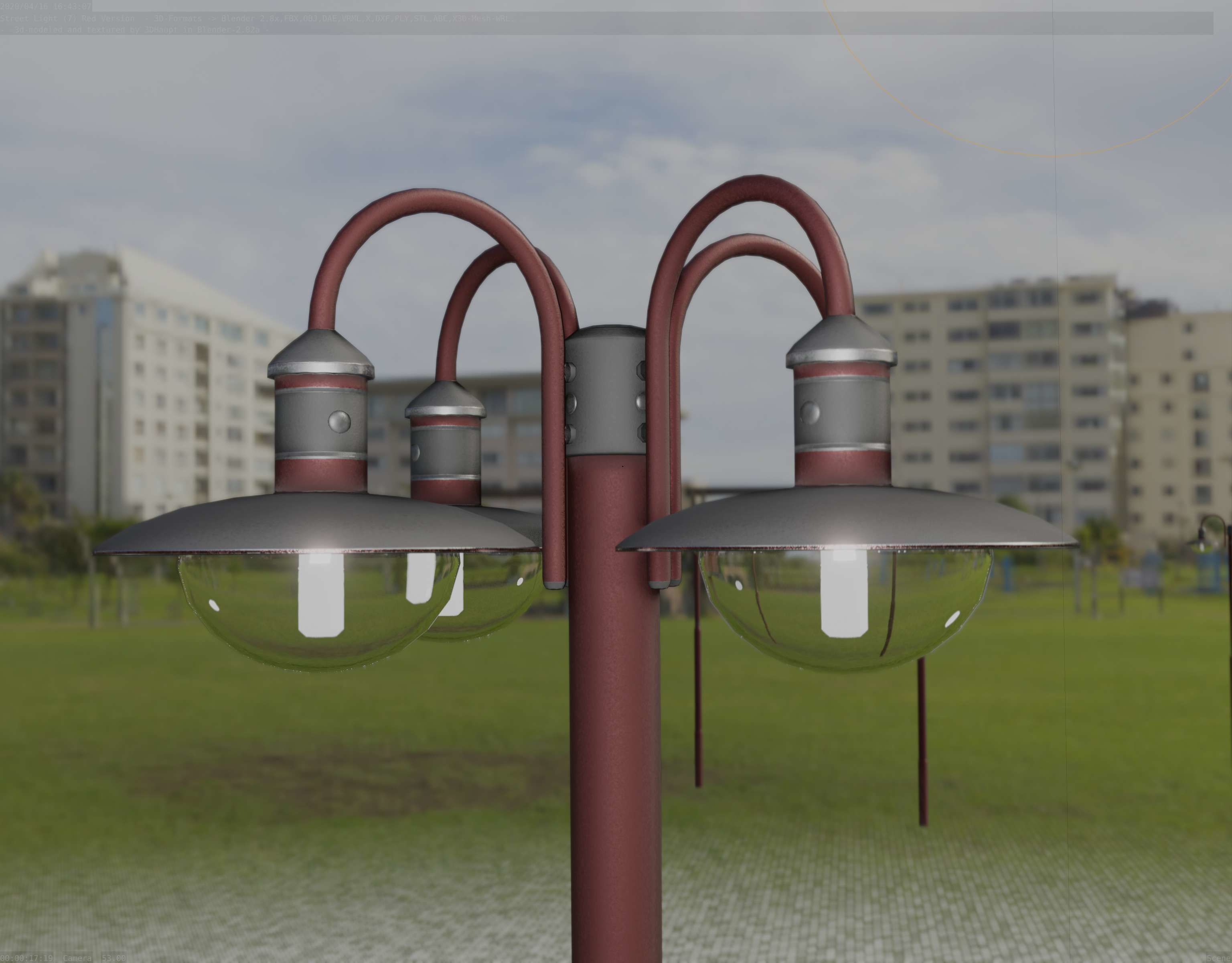 Street Light -7- Red  Version 3D Model Collection_42
