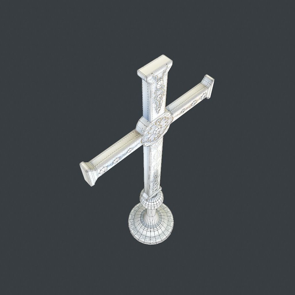 Antique Cross Low-poly 3D model_20