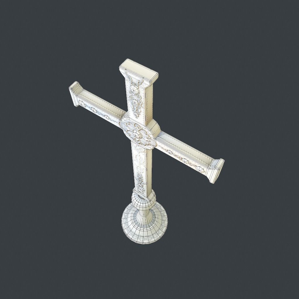 Antique Cross Low-poly 3D model_19